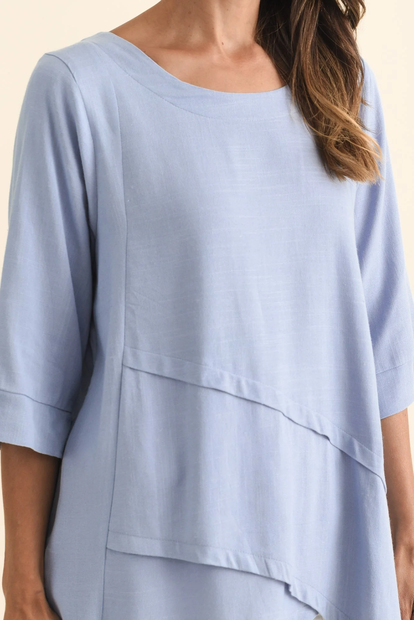 Anya Light Blue Linen Cotton Top - Image 5