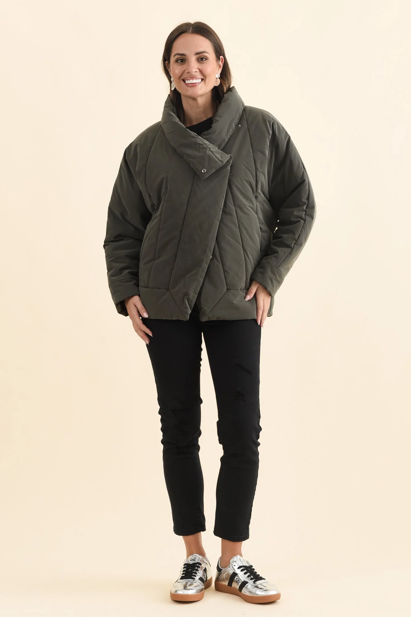 Arica Charcoal Wrap Puffer Jacket - Image 6