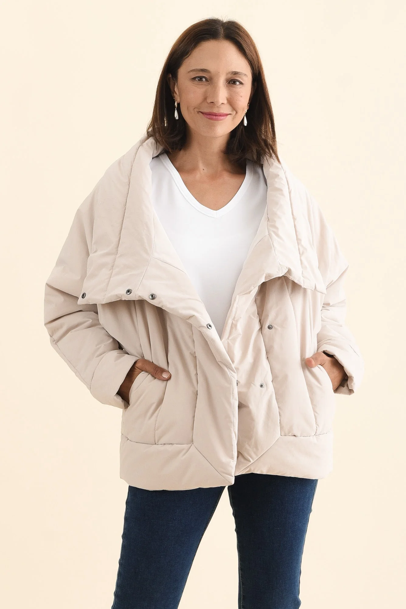 Arica Cream Wrap Puffer Jacket - Image 2