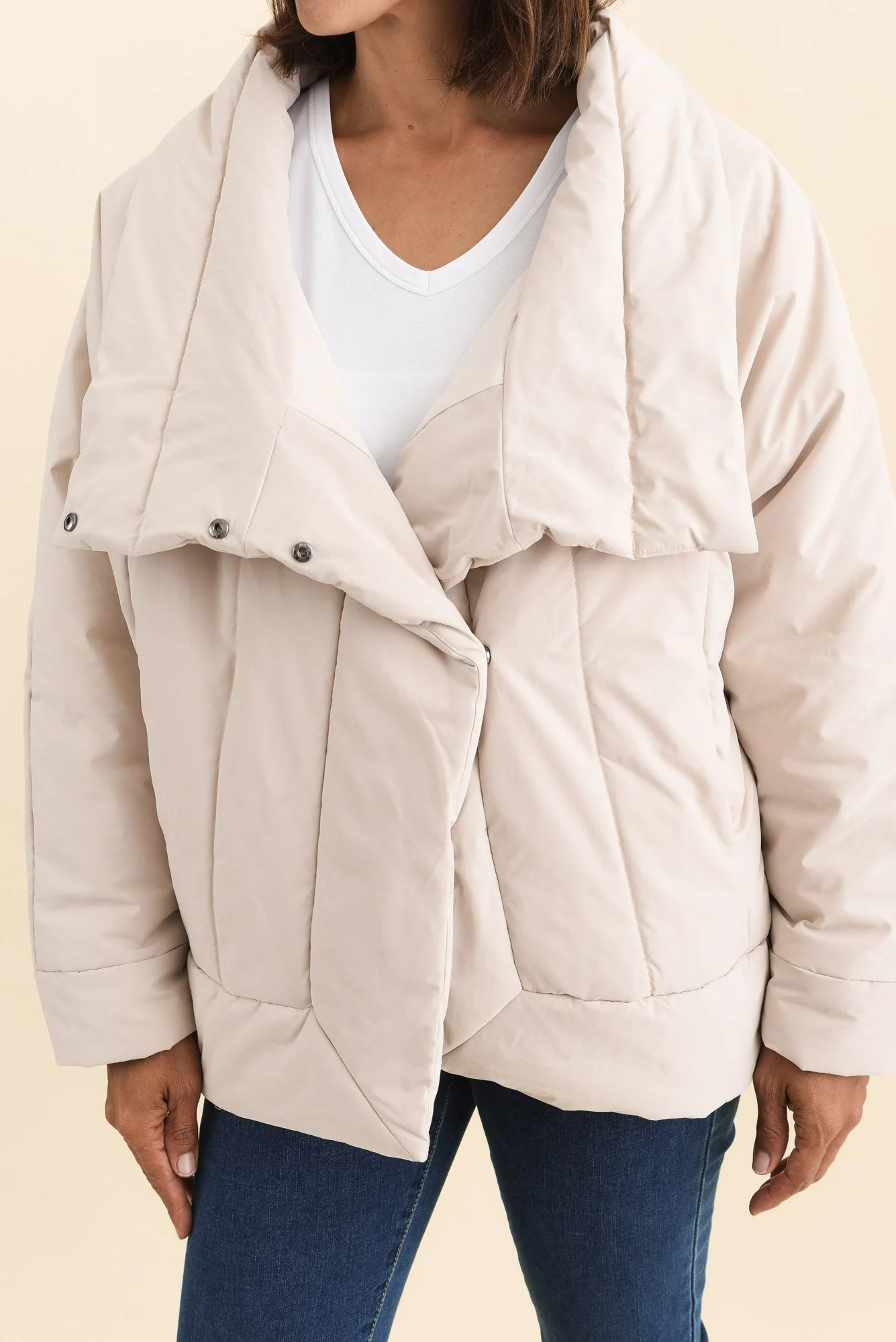 Arica Cream Wrap Puffer Jacket - Image 6