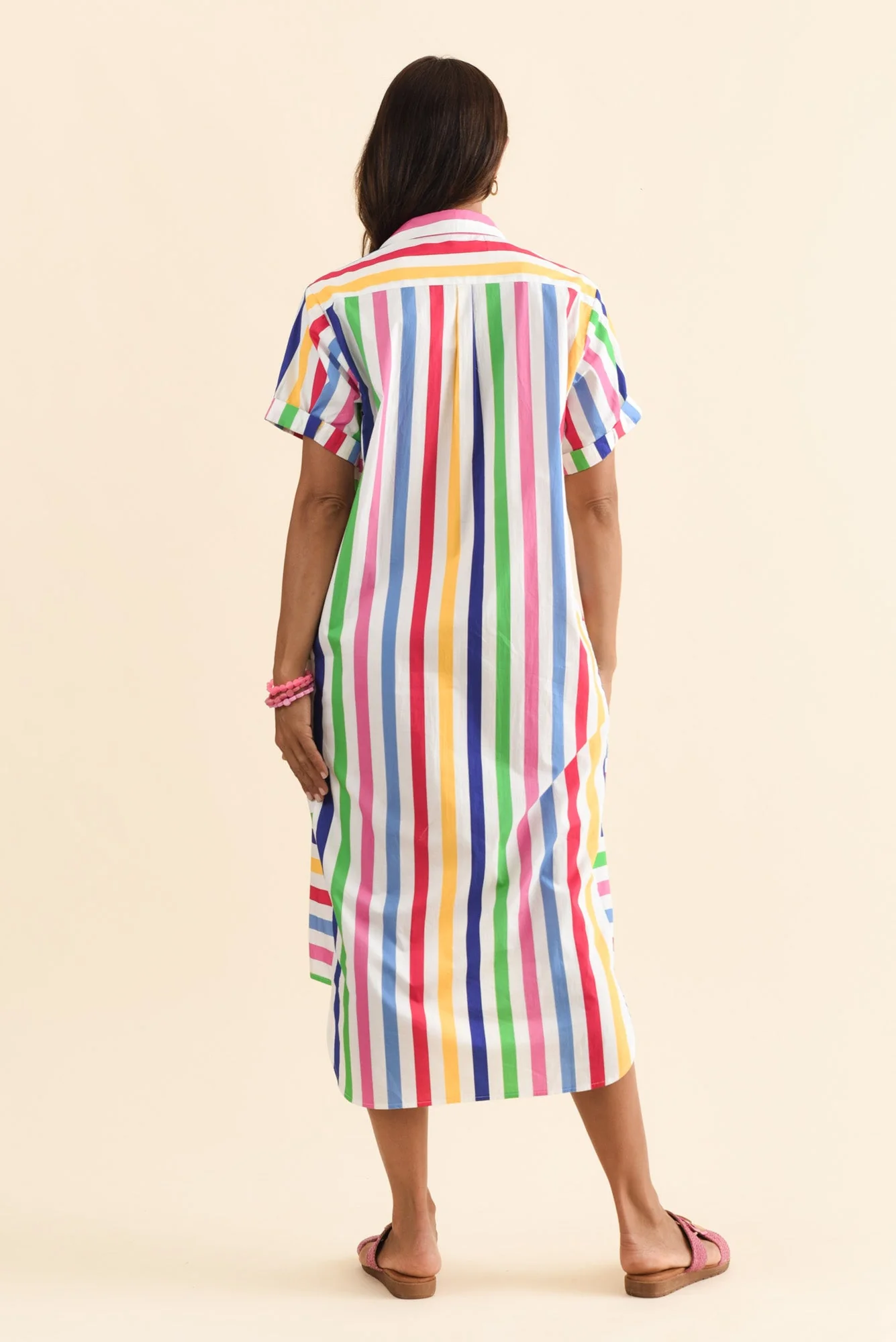 Ashley White Stripe Cotton Shirt Dress - Image 4