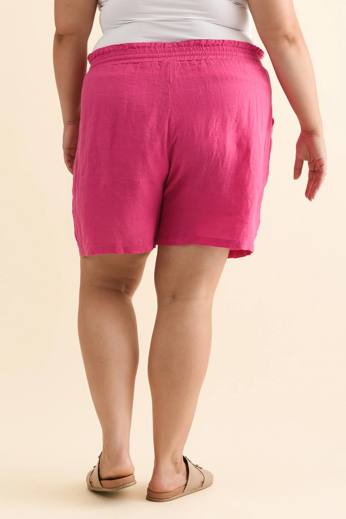 Astoria Hot Pink Linen Drawstring Shorts - Image 10