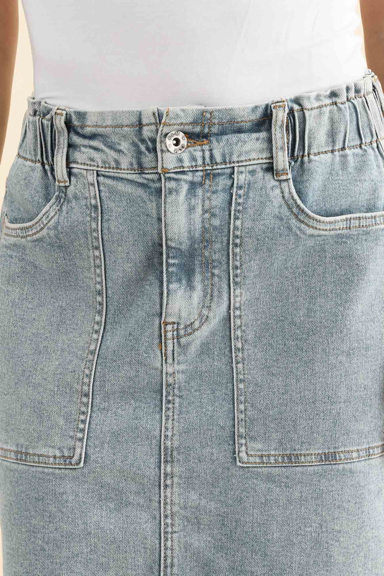 Atlas Blue Denim Stretch Skirt - Image 5