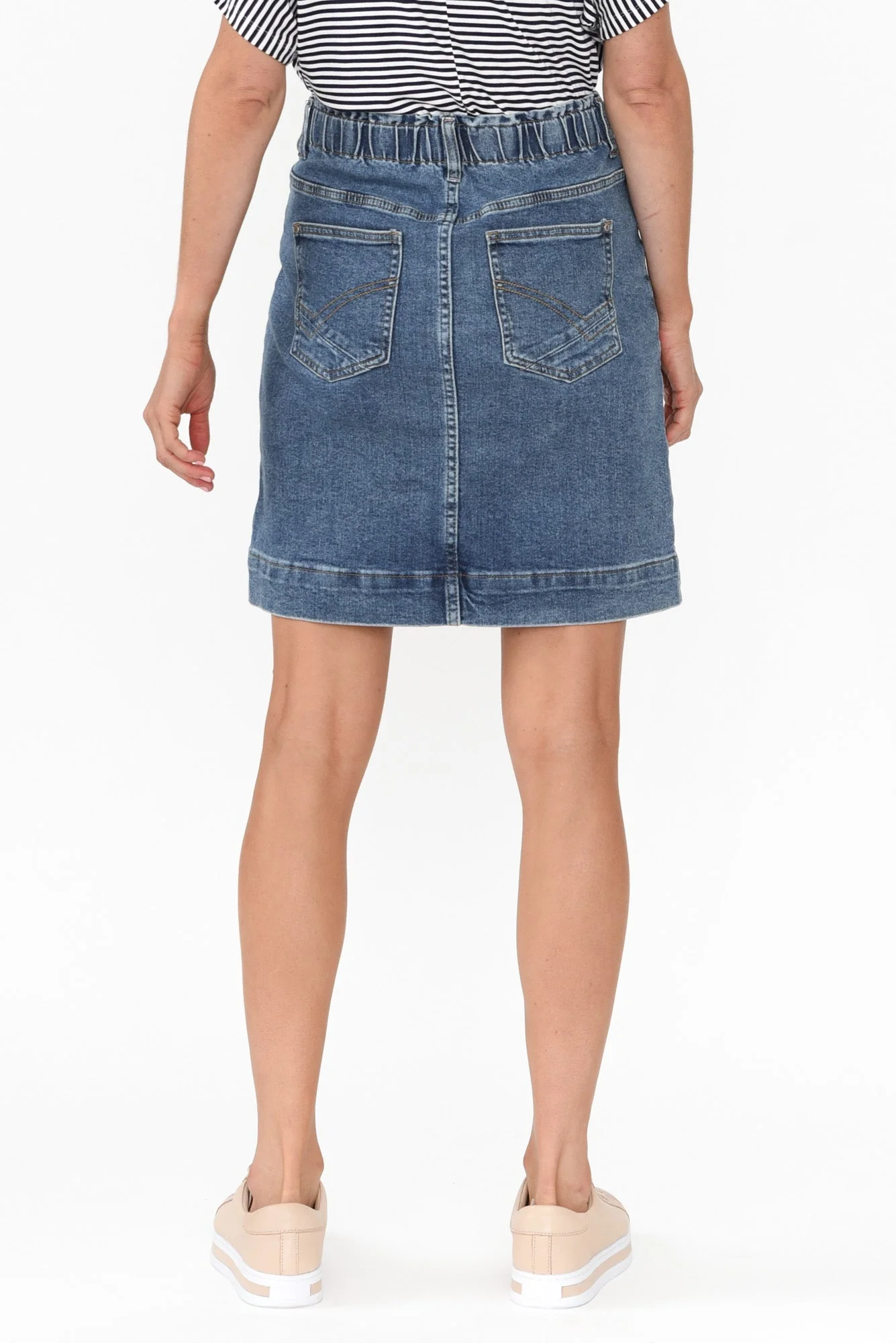 Atlas Dark Blue Denim Stretch Skirt - Image 5