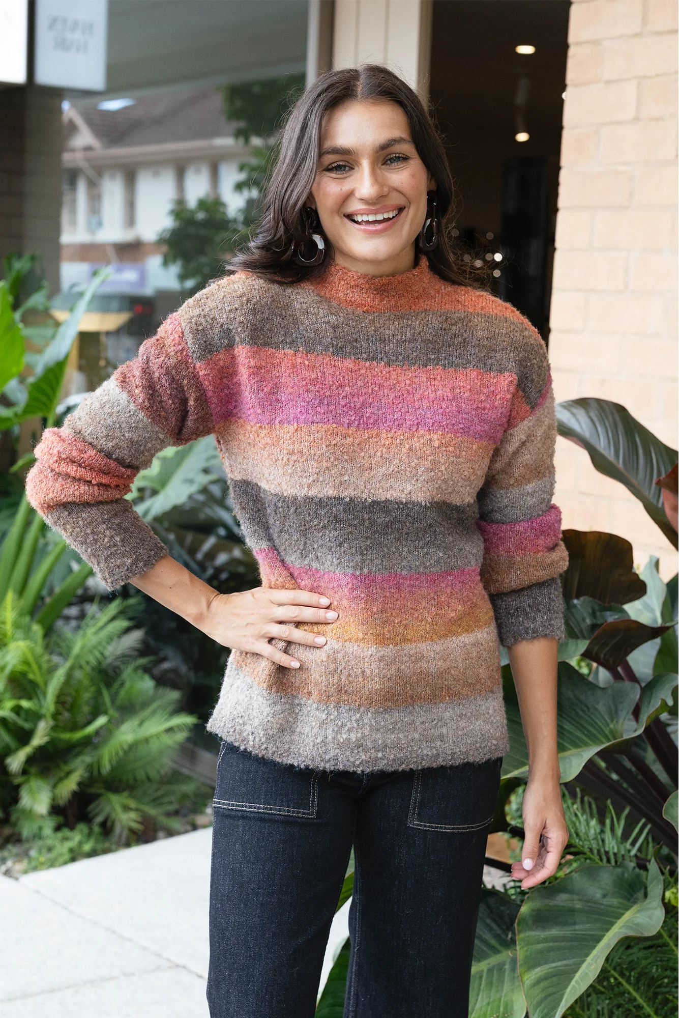 Augie Orange Stripe Knit Jumper