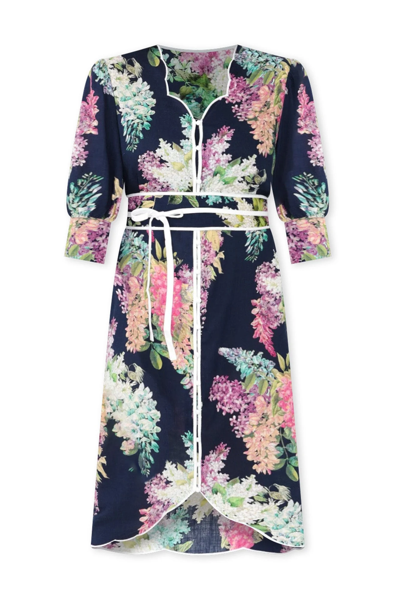 Augustine Navy Wisteria Linen Blend Dress - Image 3