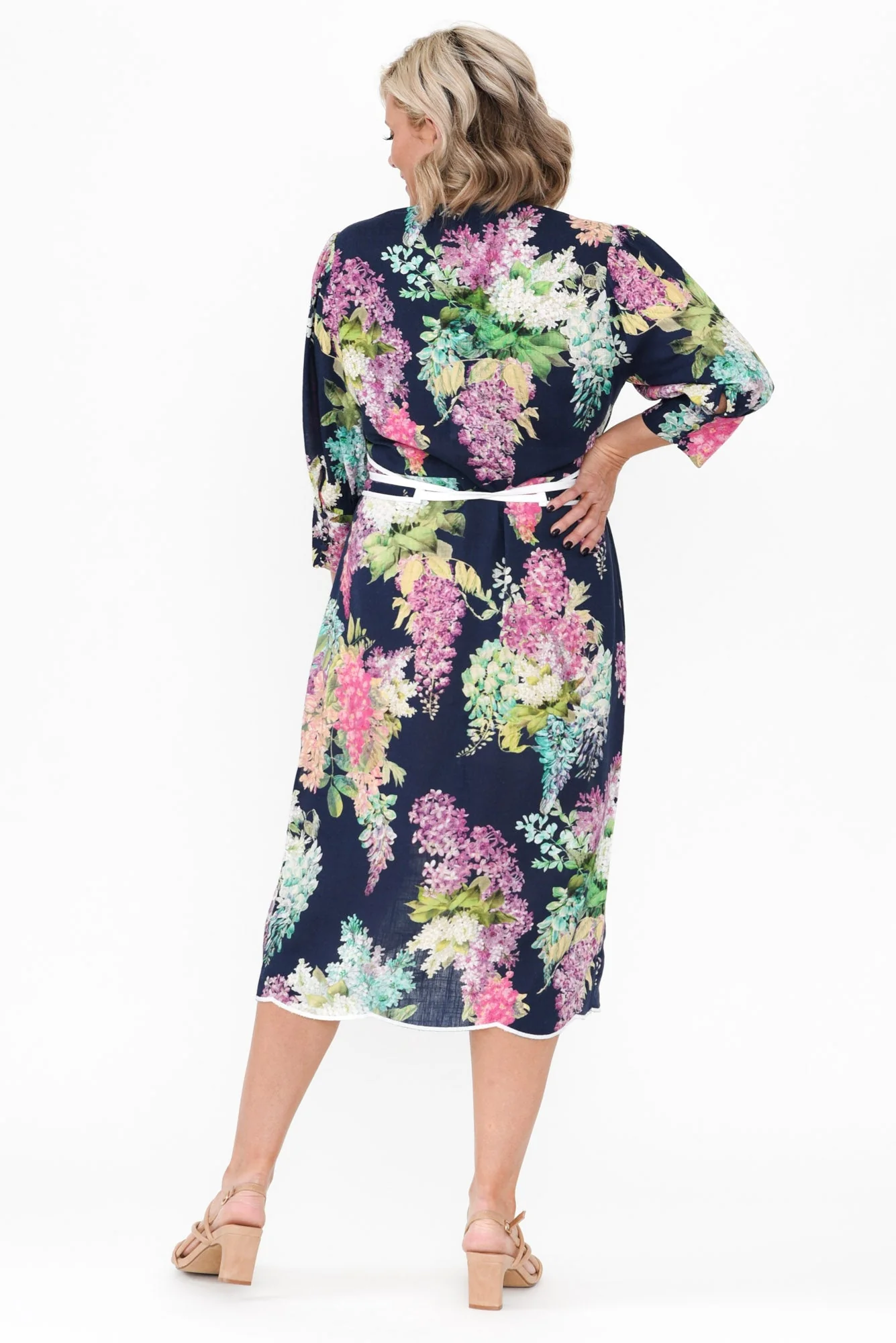 Augustine Navy Wisteria Linen Blend Dress - Image 5