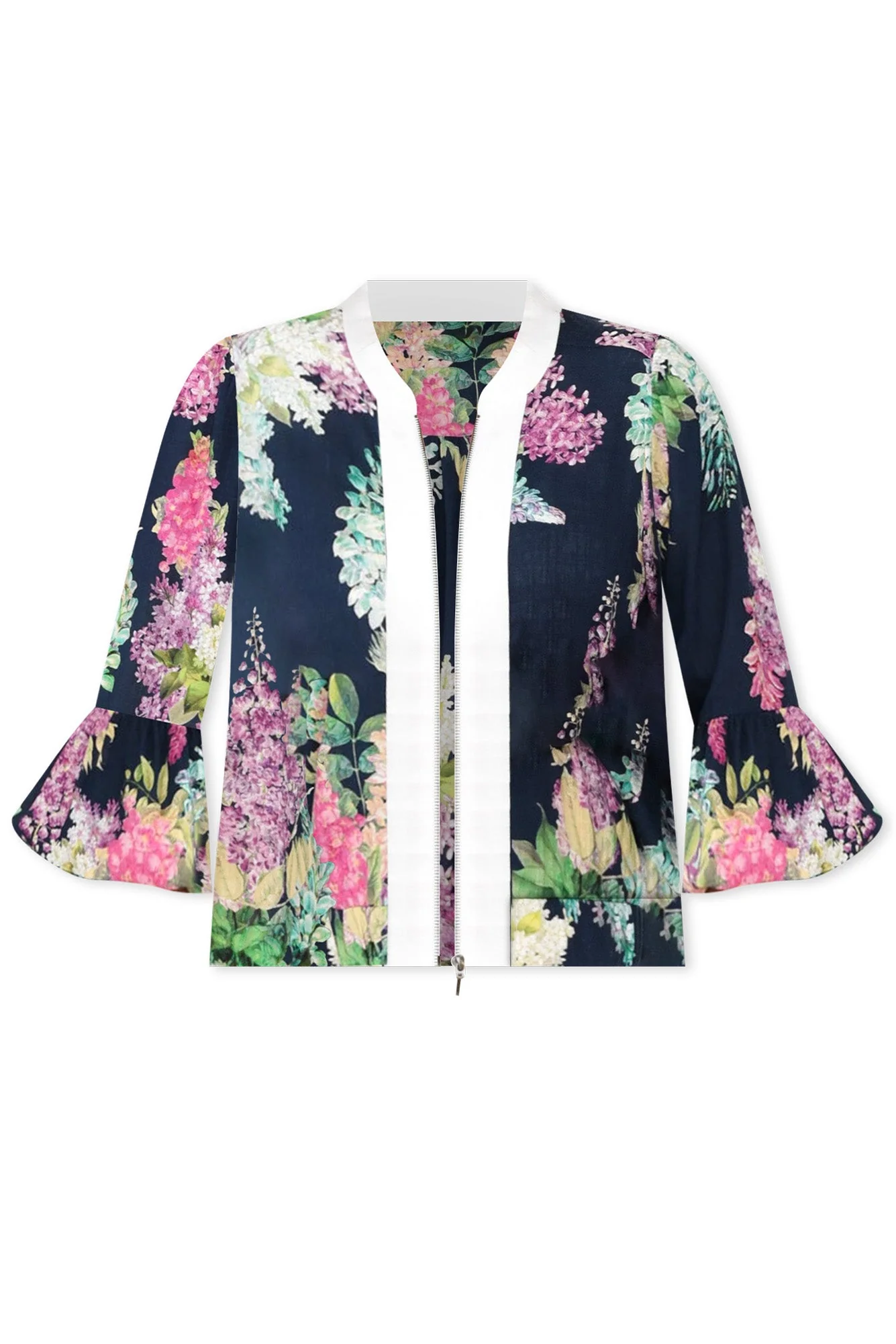 Augustine Navy Wisteria Linen Blend Jacket - Image 3