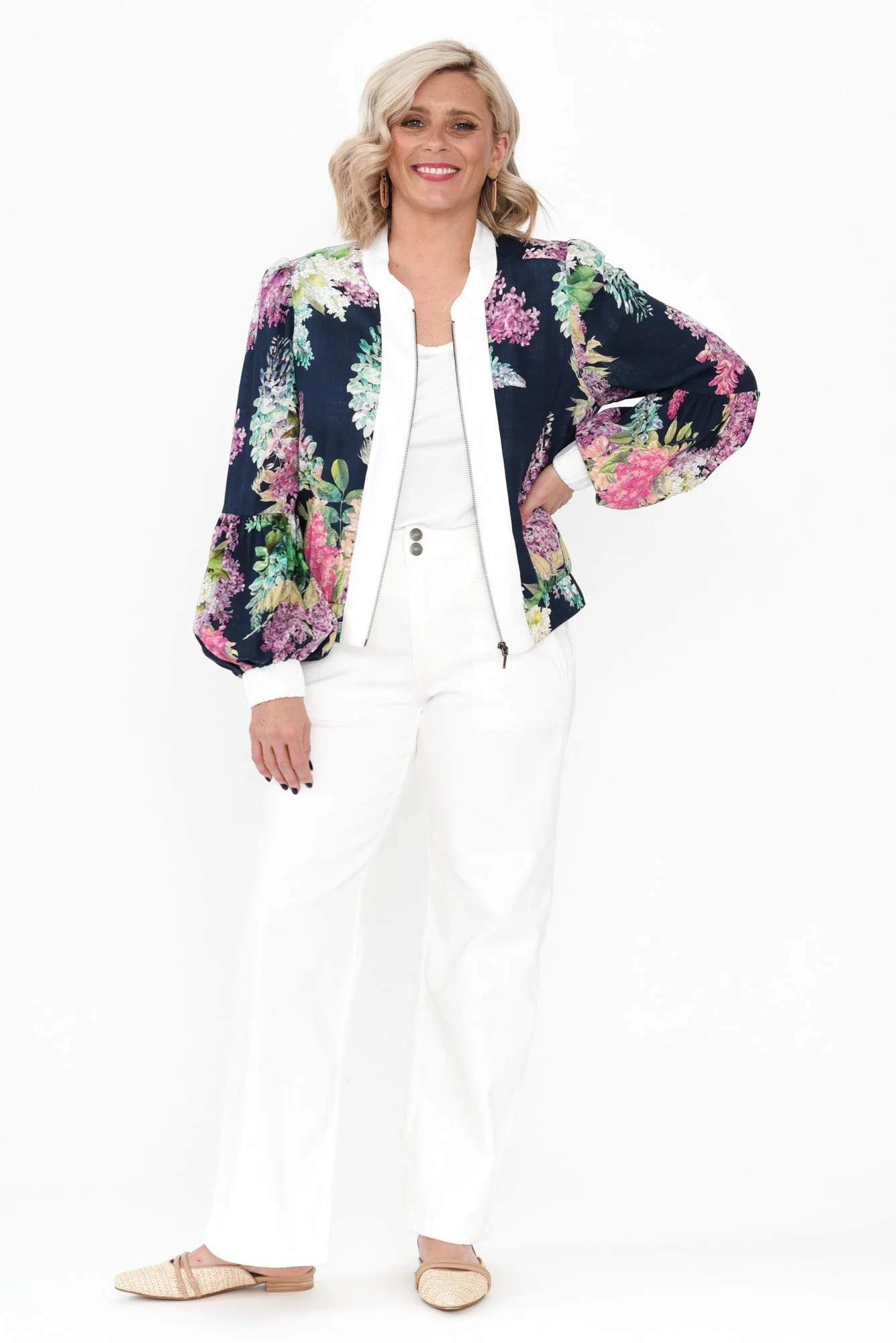 Augustine Navy Wisteria Linen Blend Jacket - Image 8