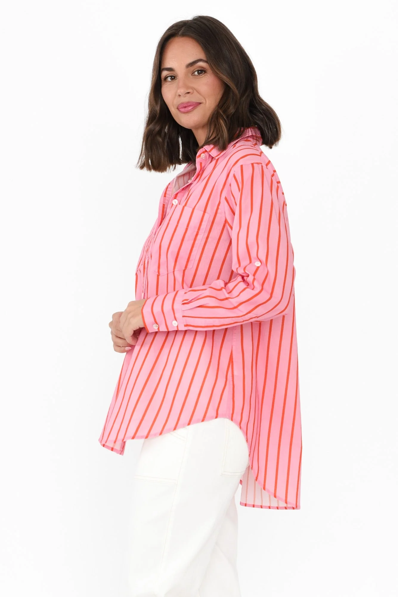 Austen Pink Stripe Cotton Shirt - Image 3