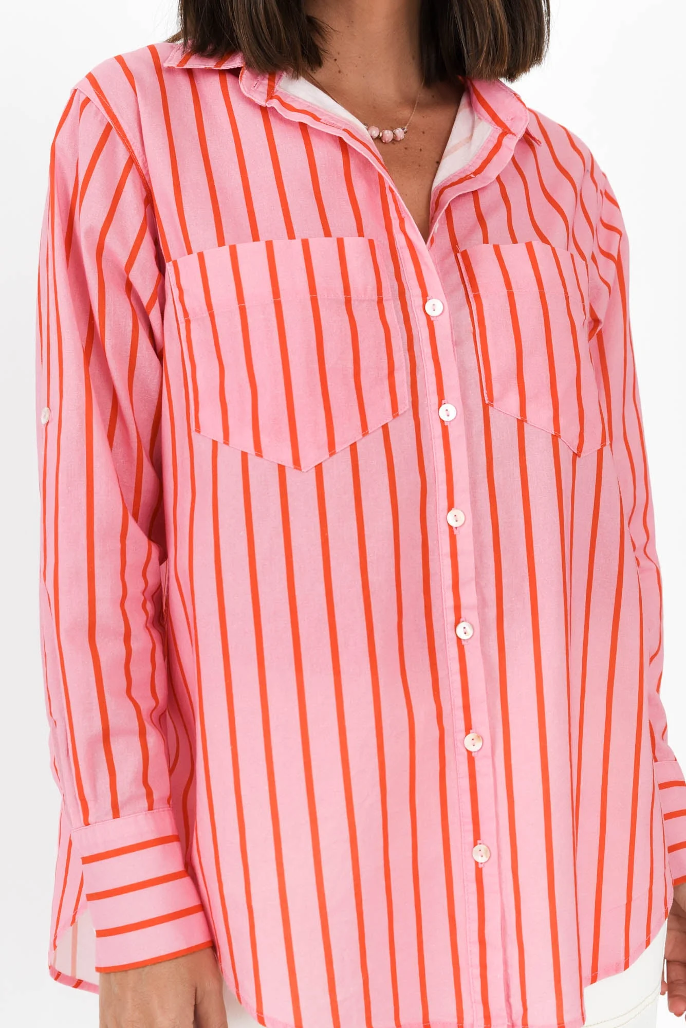 Austen Pink Stripe Cotton Shirt - Image 5