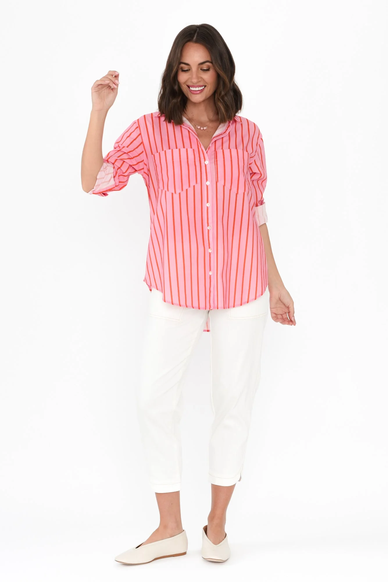 Austen Pink Stripe Cotton Shirt - Image 6