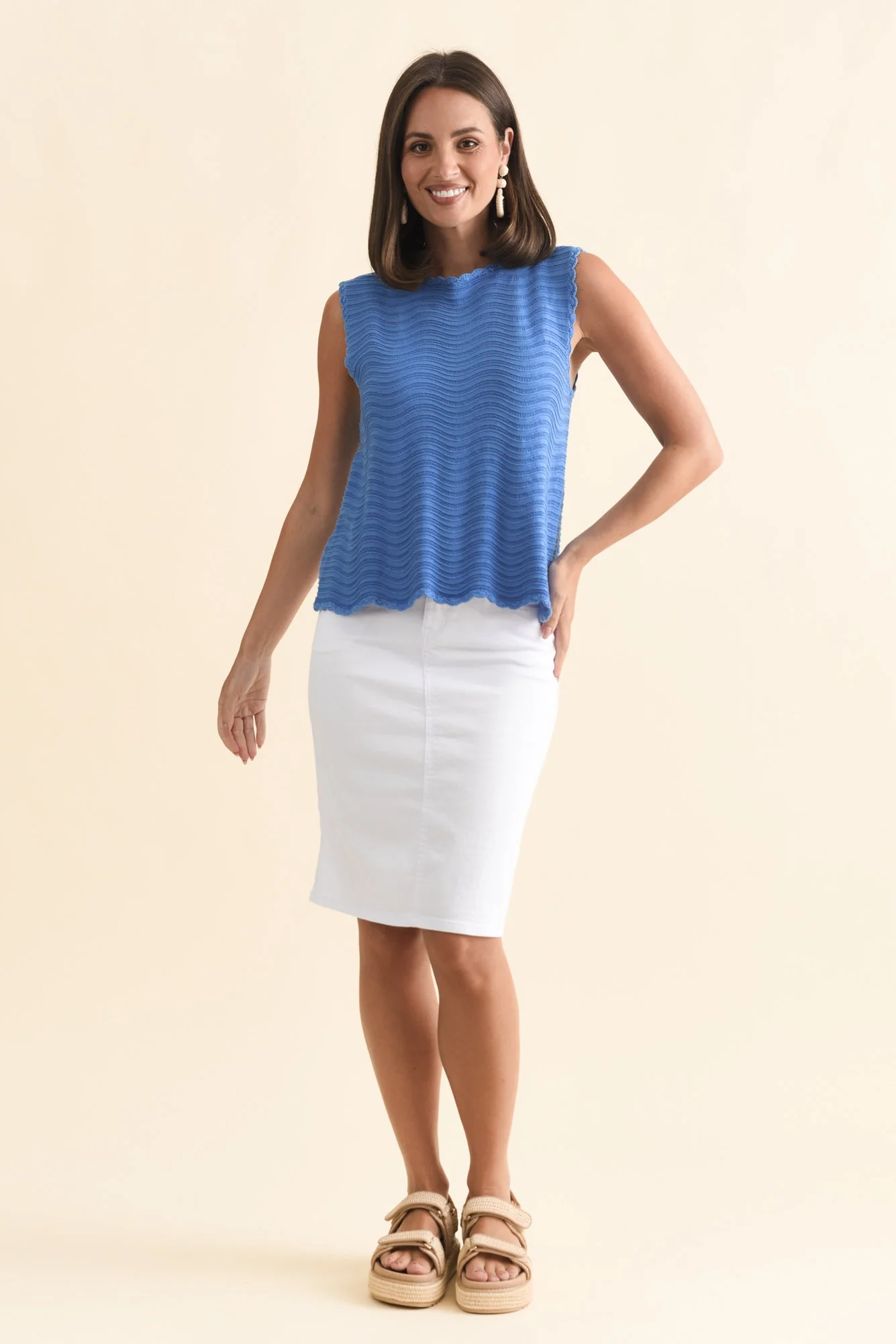 Aviva Blue Stripe Cotton Knit Tank - Image 6