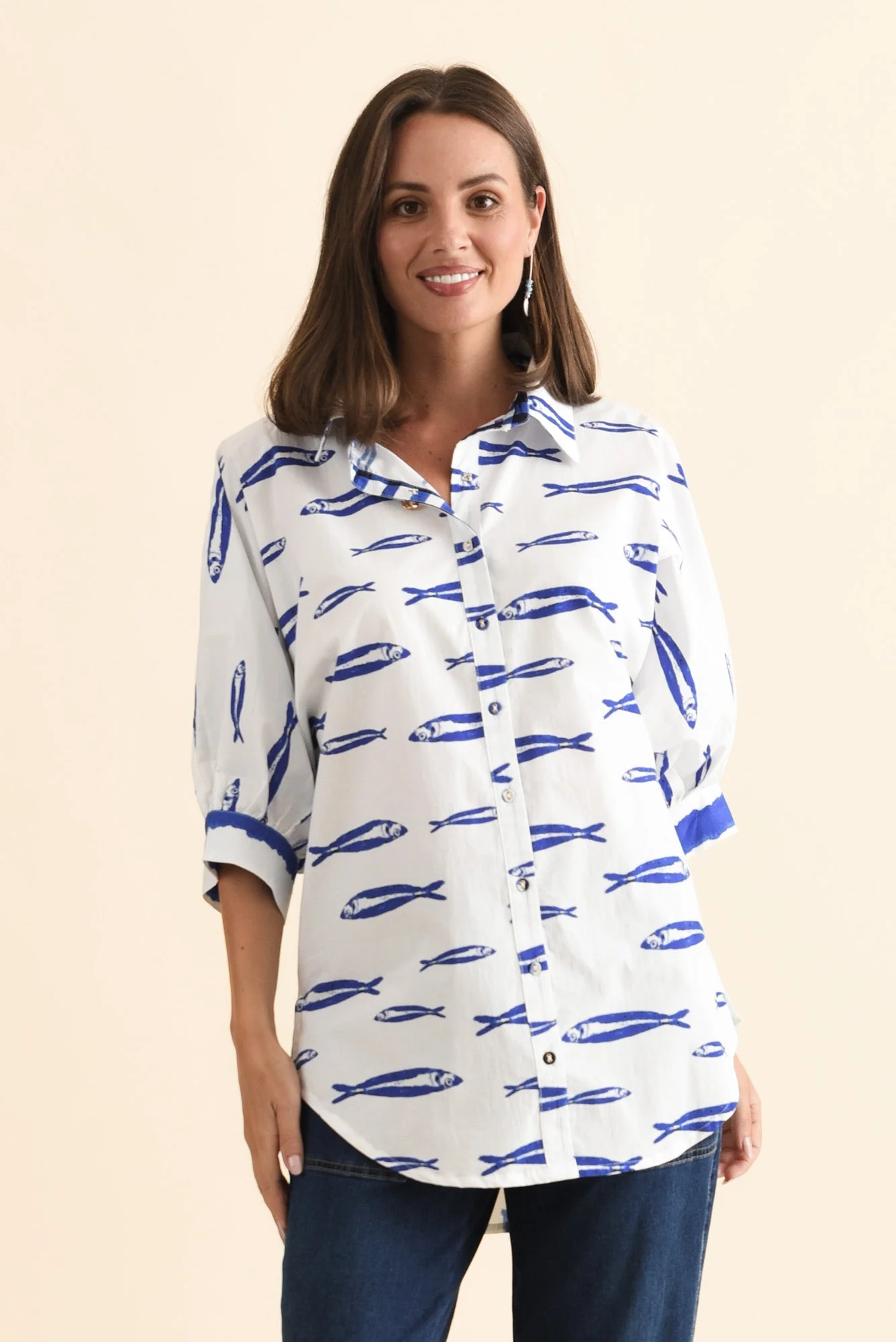 Aylan Blue Sea Cotton Shirt