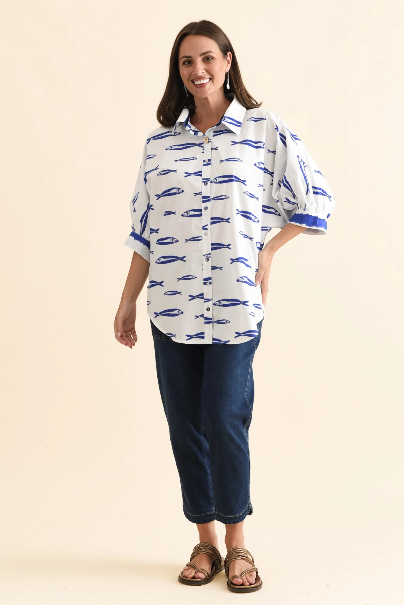 Aylan Blue Sea Cotton Shirt - Image 2