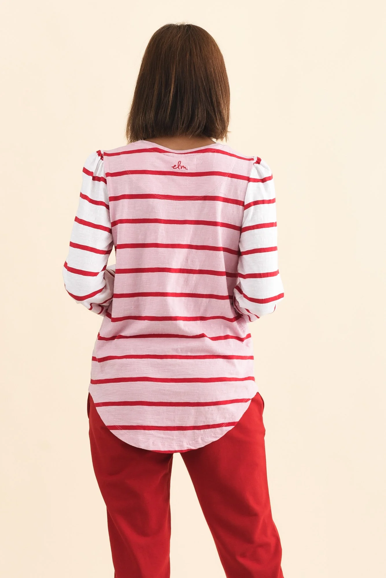 Baia Pink Stripe Cotton Long Sleeve Tee - Image 4