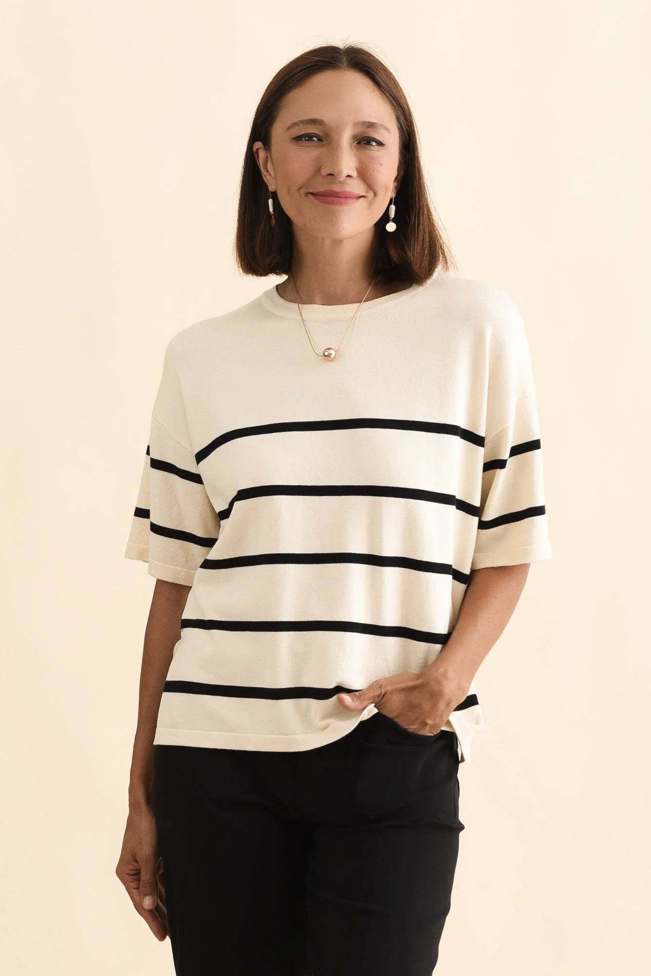 Bailey Cream Stripe Boxy Sweat