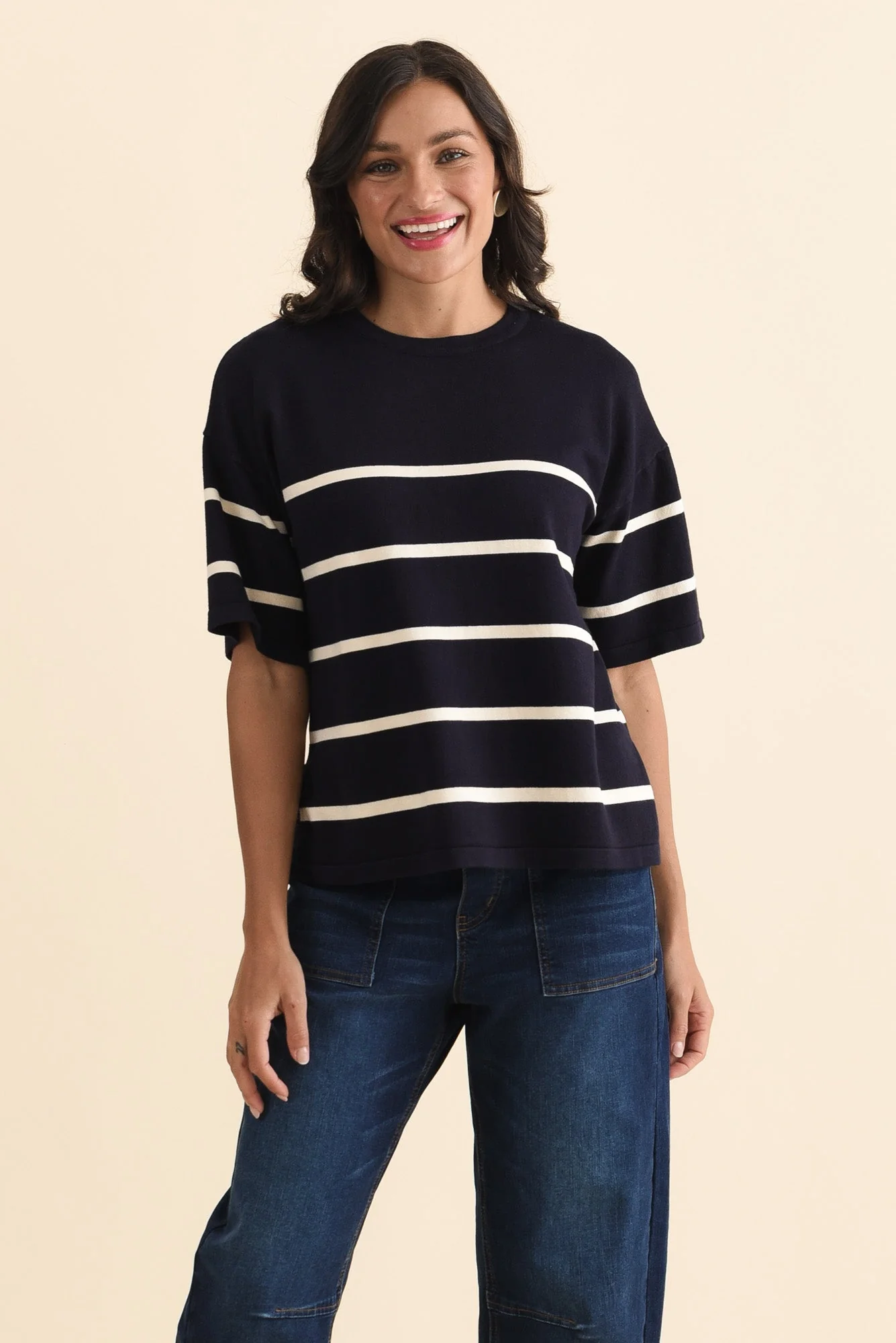Bailey Navy Stripe Boxy Sweat