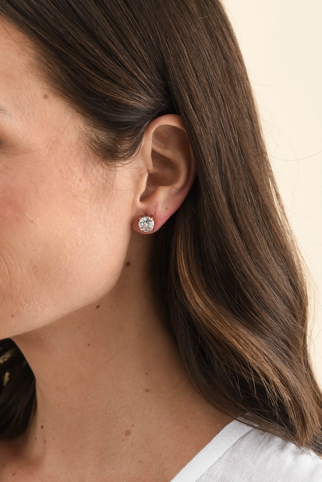 Ballet Rose Gold Diamante Stud Earrings - Image 2