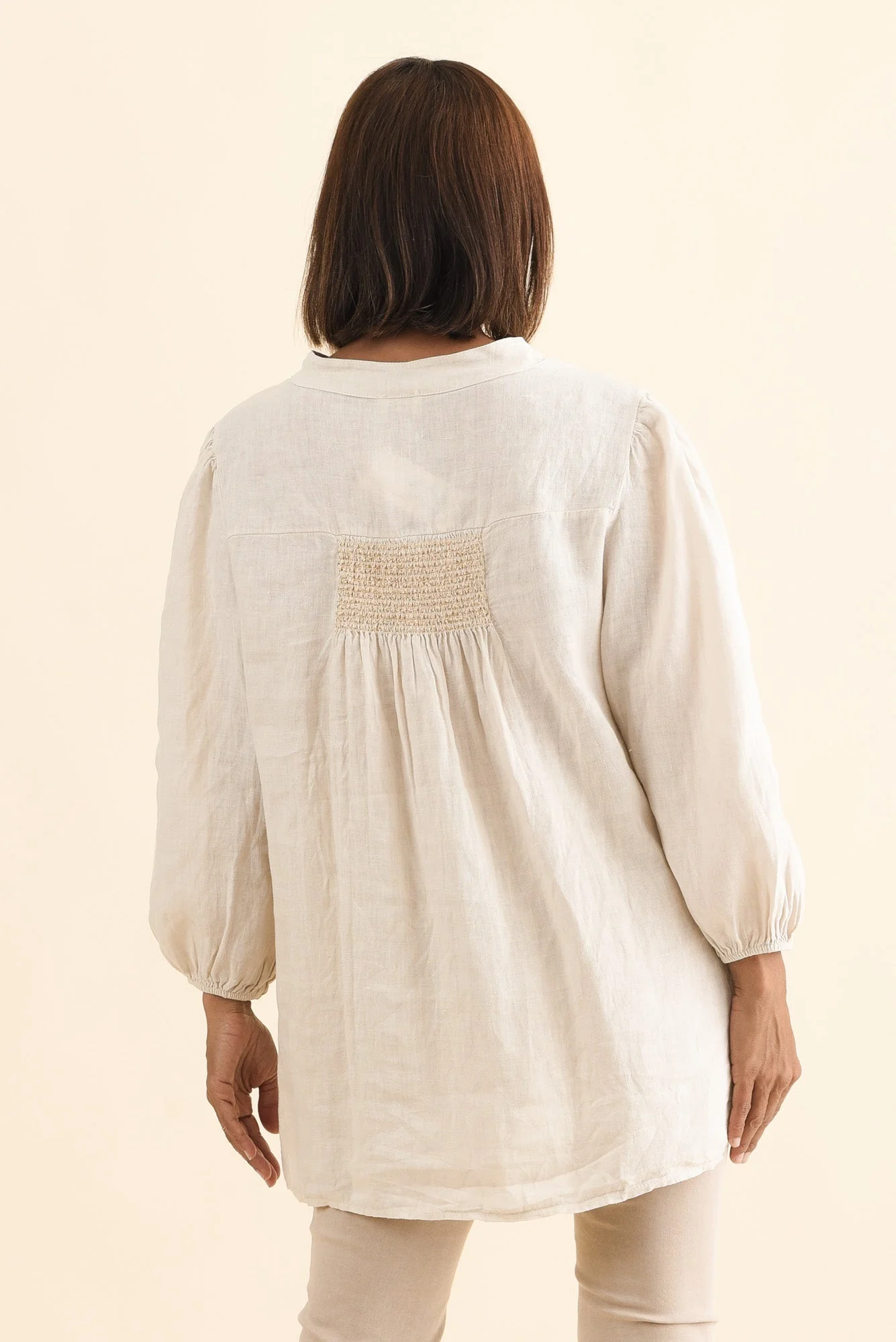 Balos Natural Linen Embellished Top - Image 4