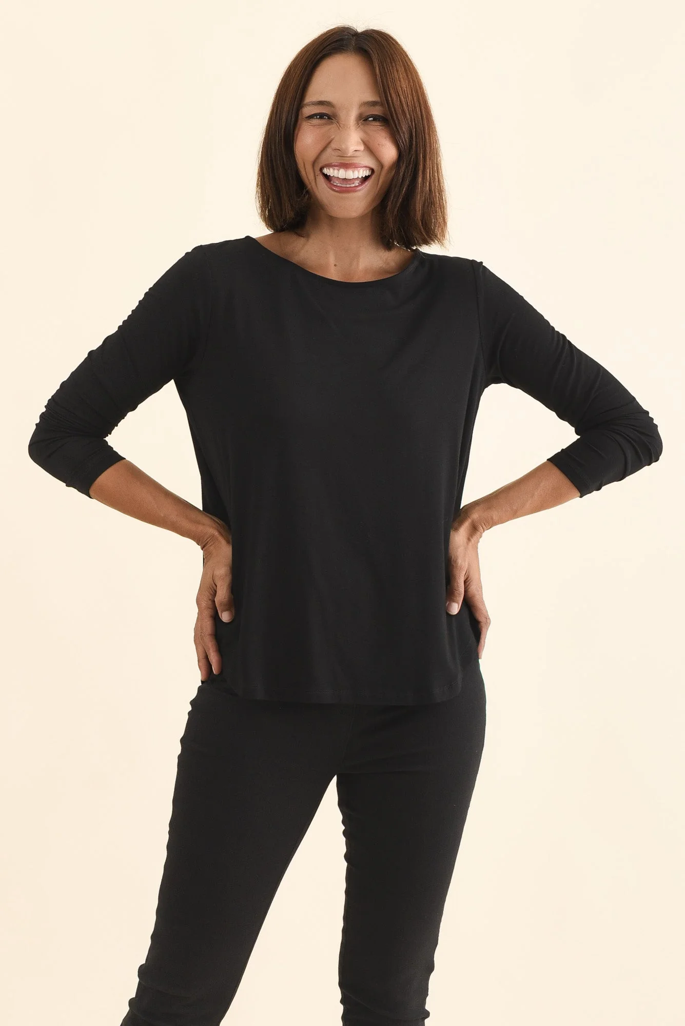 Adele Black Long Sleeve Bamboo Tee - Image 2