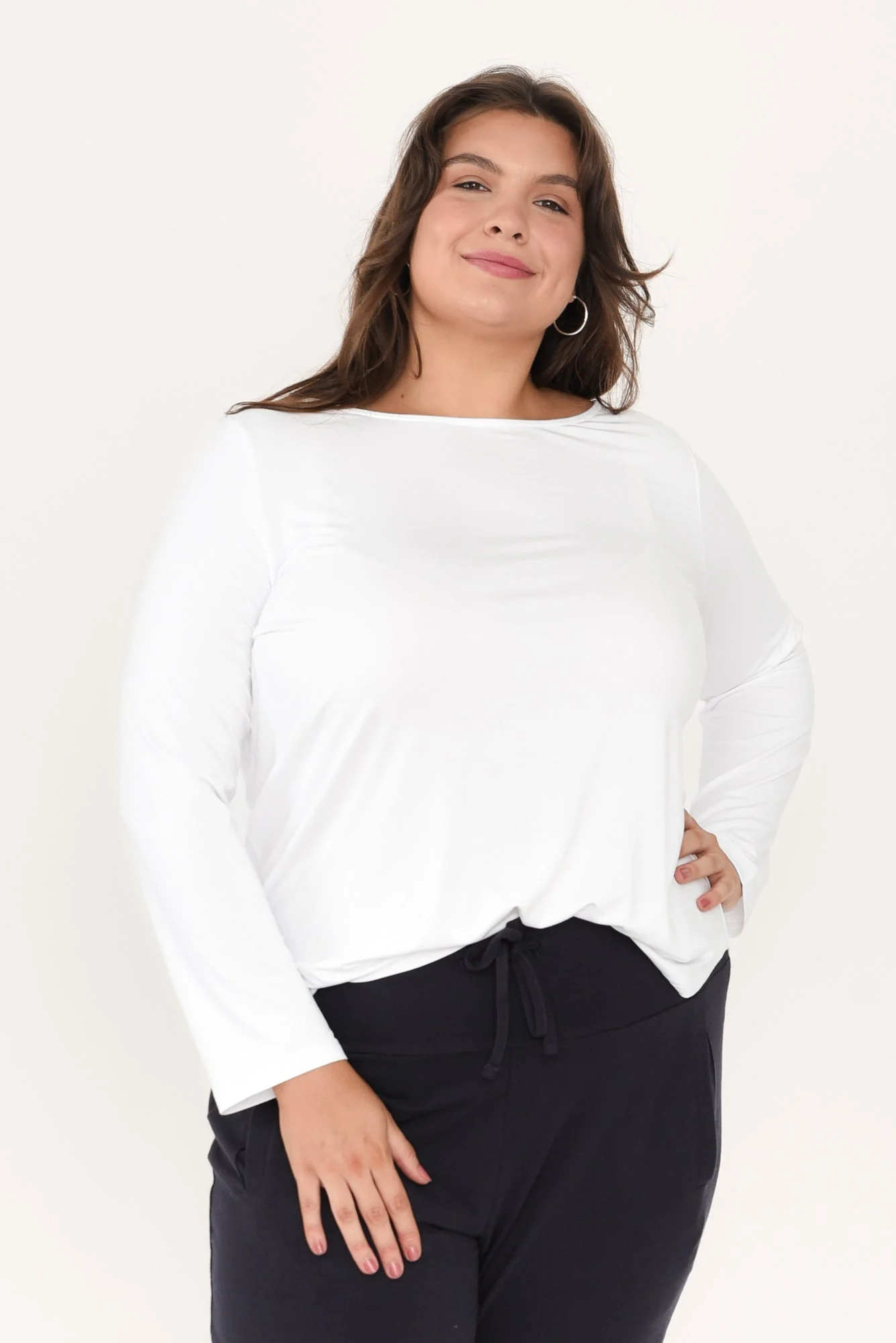 Adele White Long Sleeve Bamboo Tee - Image 12