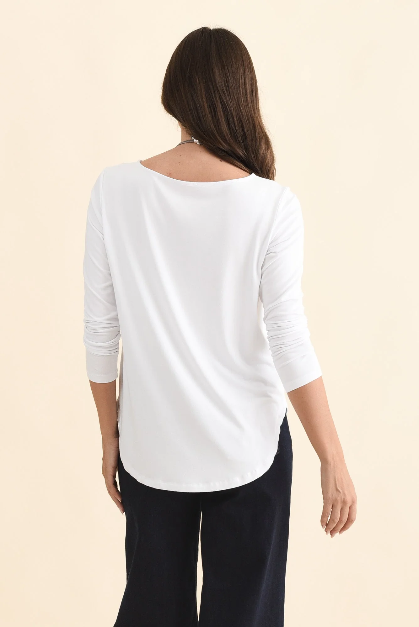 Adele White Long Sleeve Bamboo Tee - Image 5