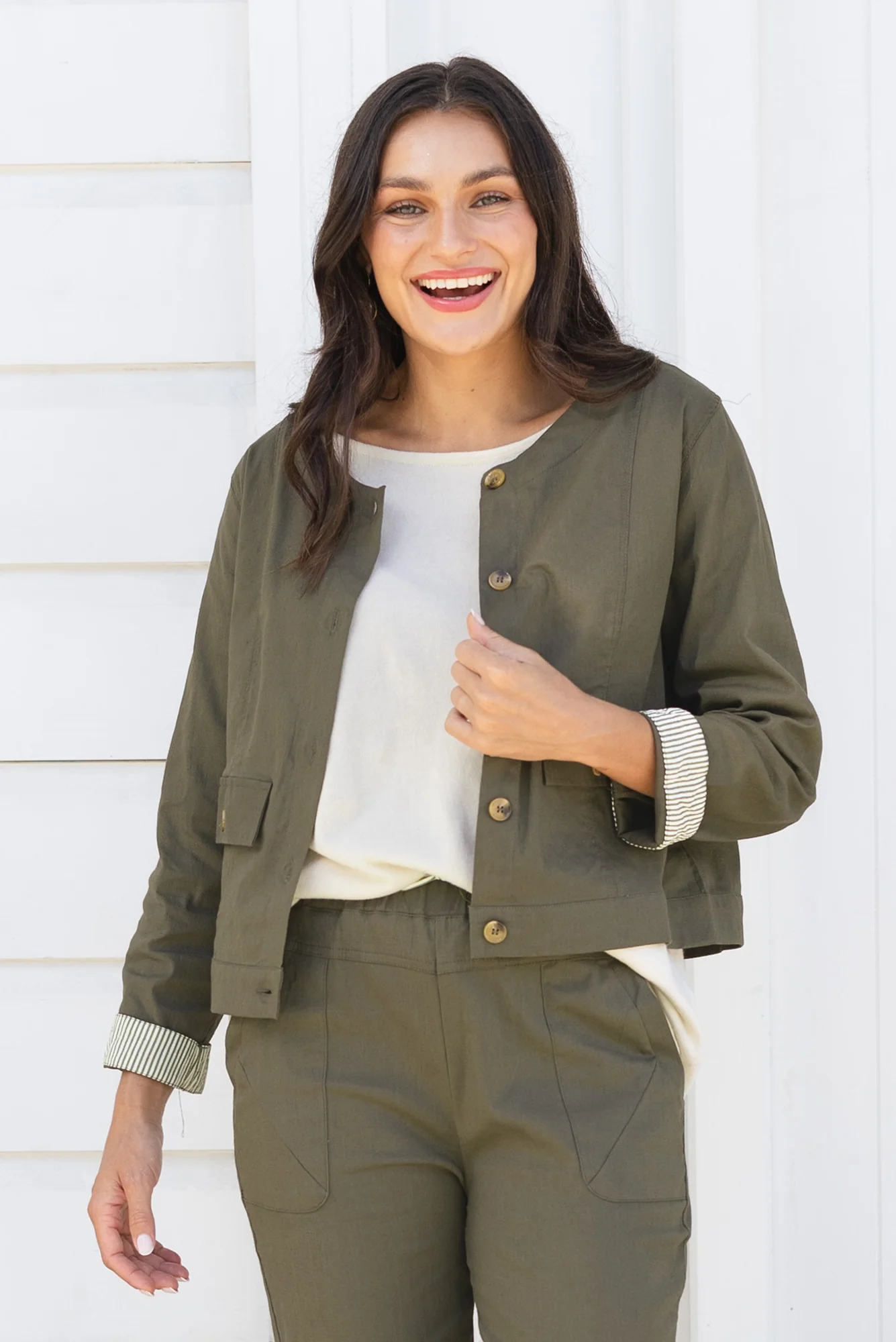Barney Khaki Linen Blend Jacket