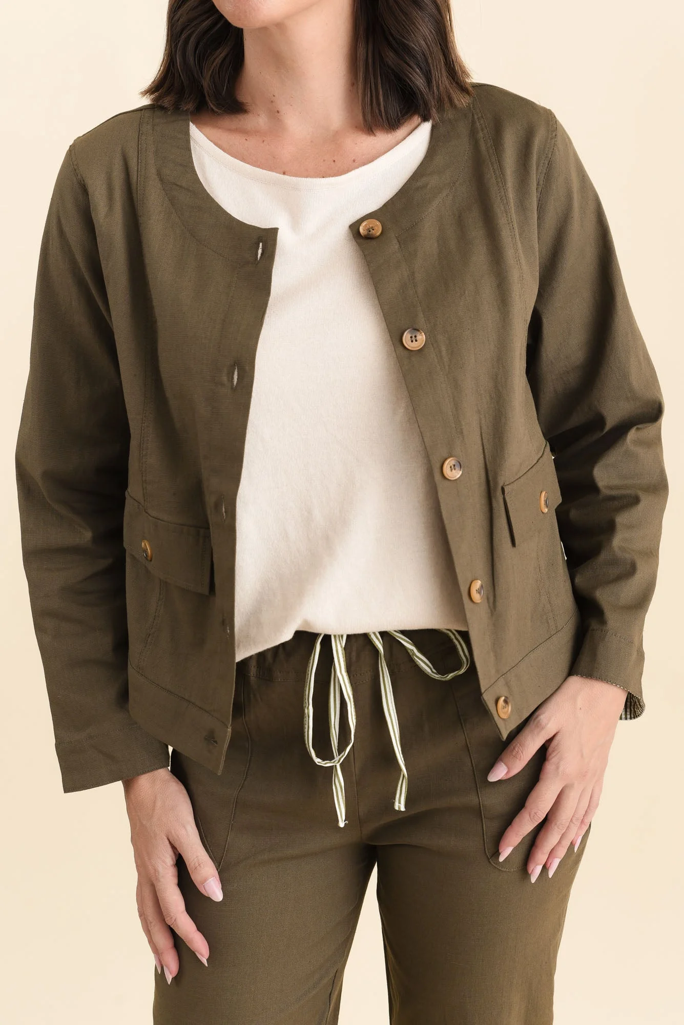 Barney Khaki Linen Blend Jacket - Image 6