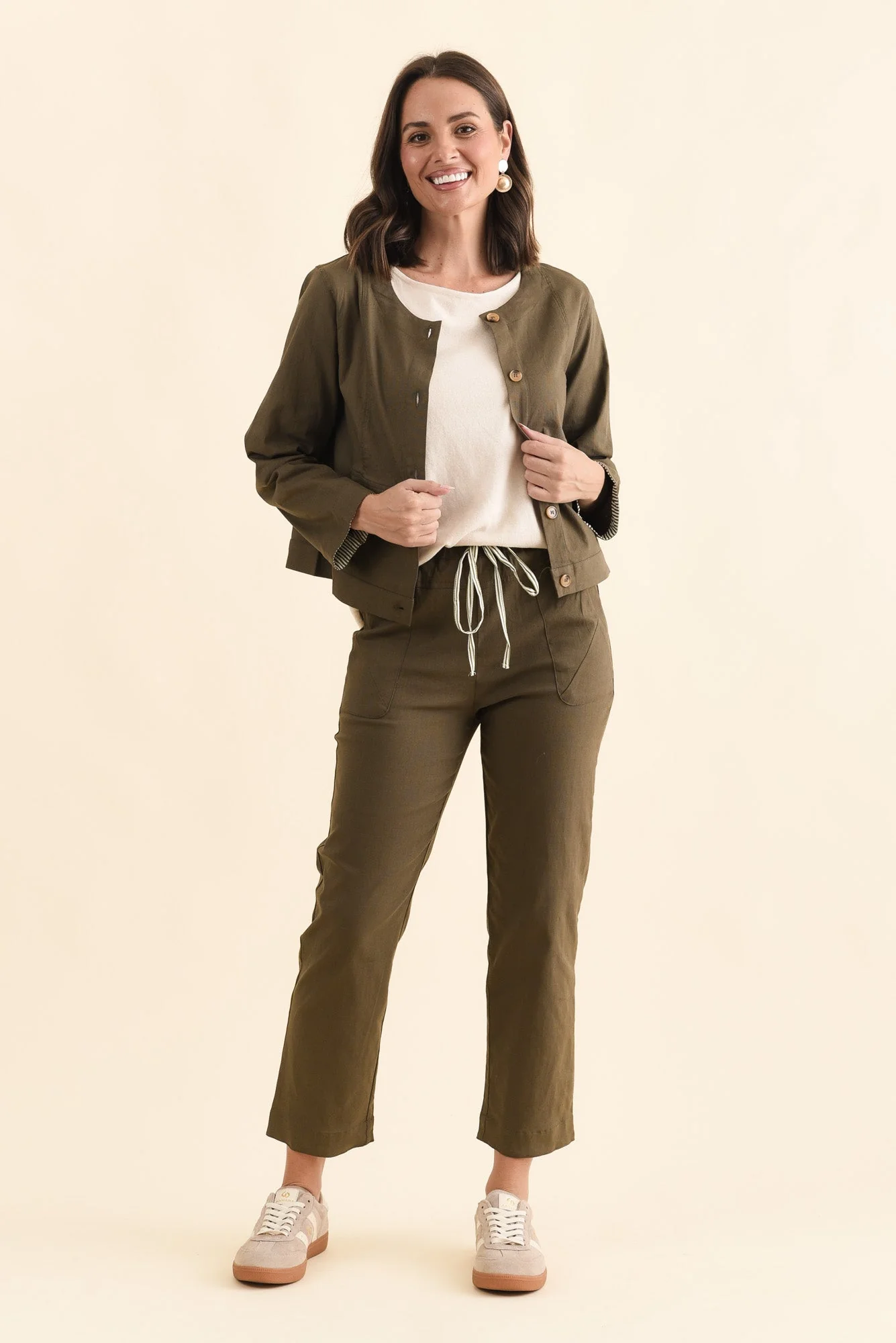 Barney Khaki Linen Blend Jacket - Image 7