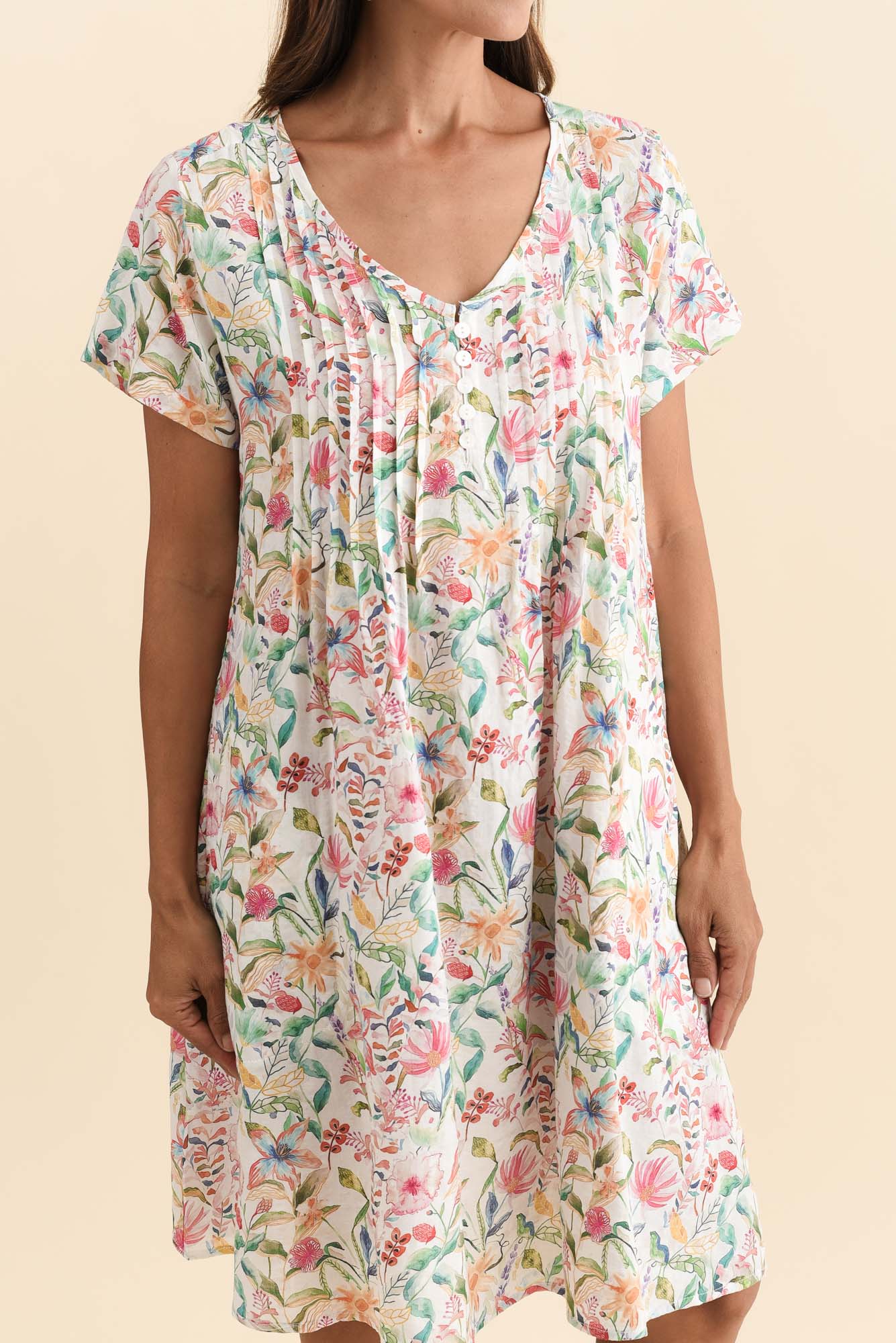 Barry Pink Floral Cotton Button Dress - Image 6