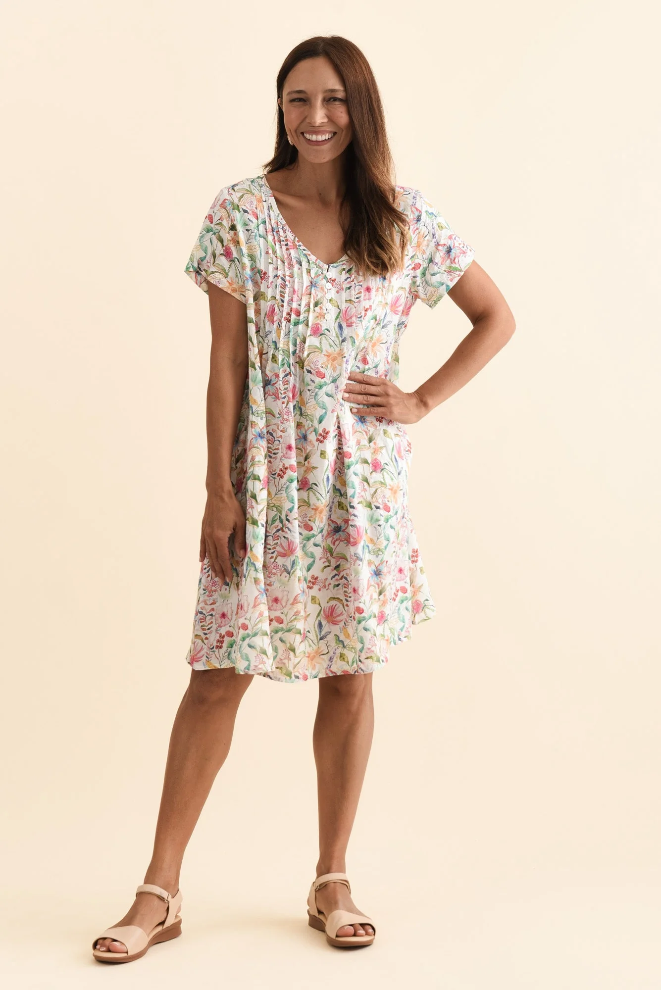 Barry Pink Floral Cotton Button Dress - Image 7