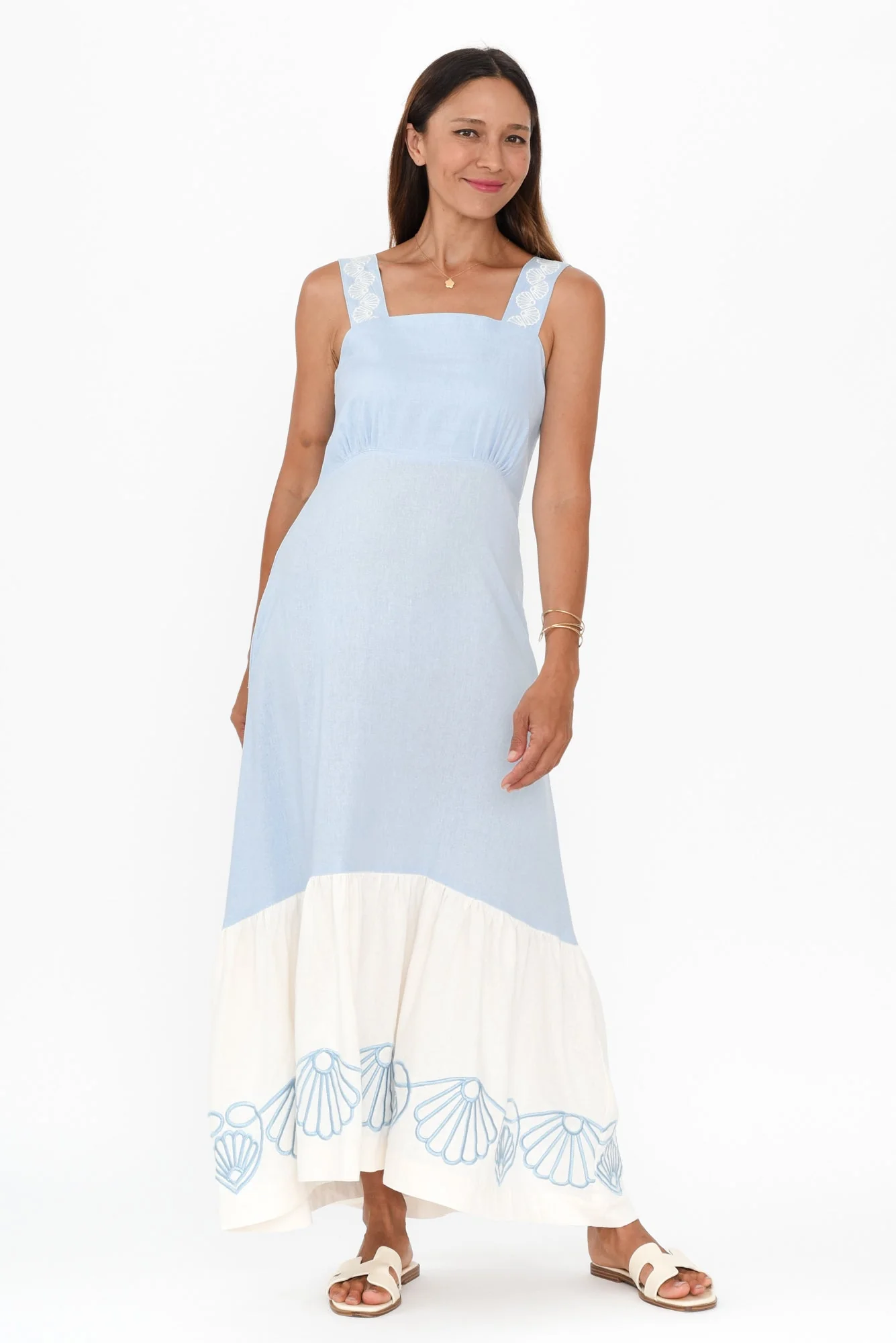 Bateau Blue Seashell Linen Dress - Image 2
