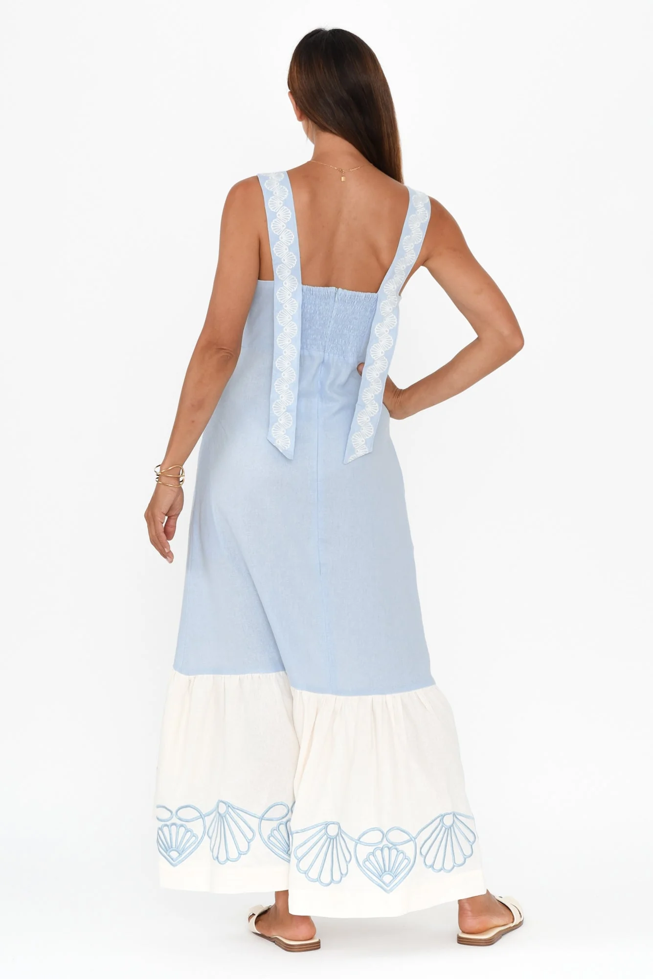 Bateau Blue Seashell Linen Dress - Image 4
