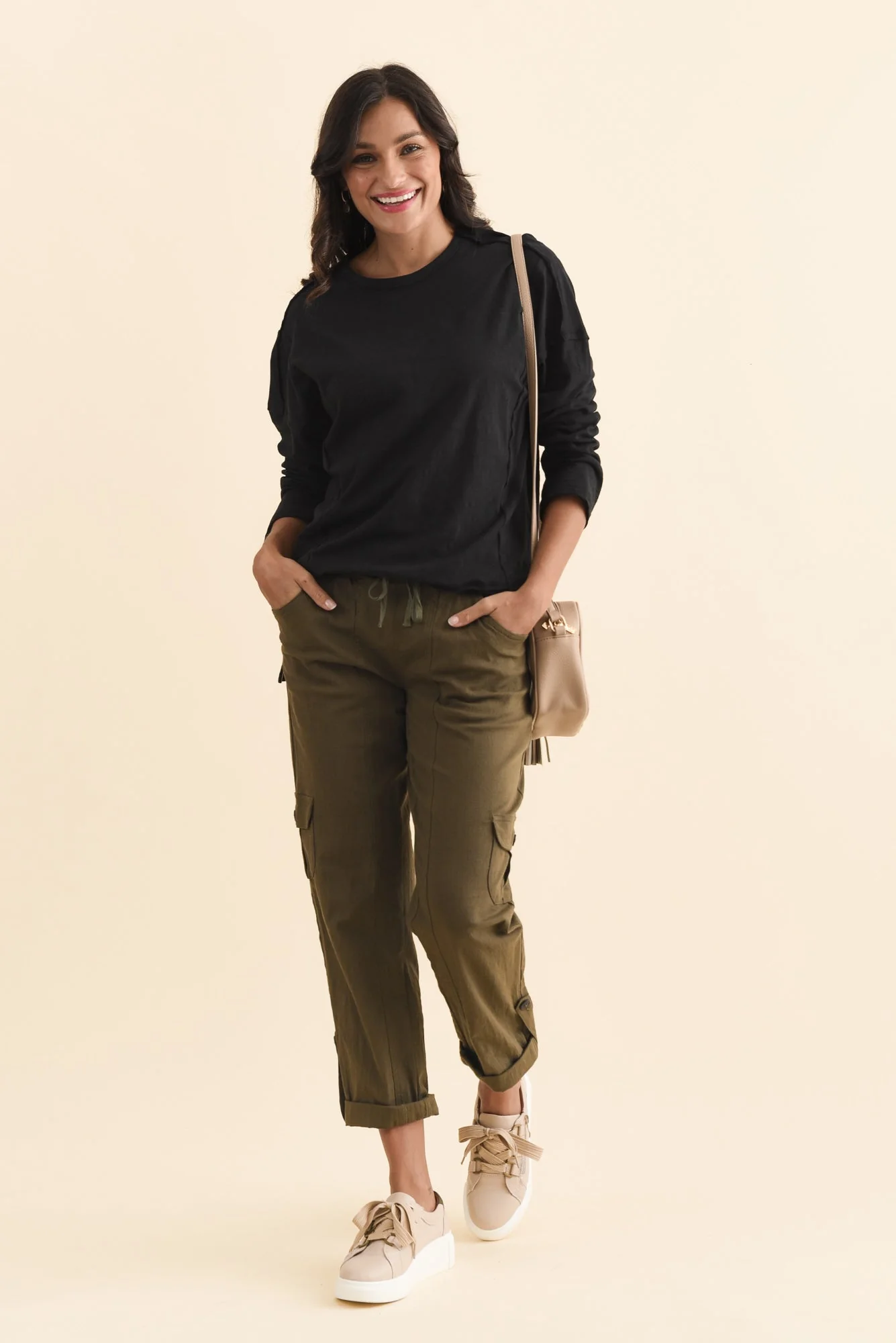 Beatris Black Cotton Long Sleeve Tee - Image 2