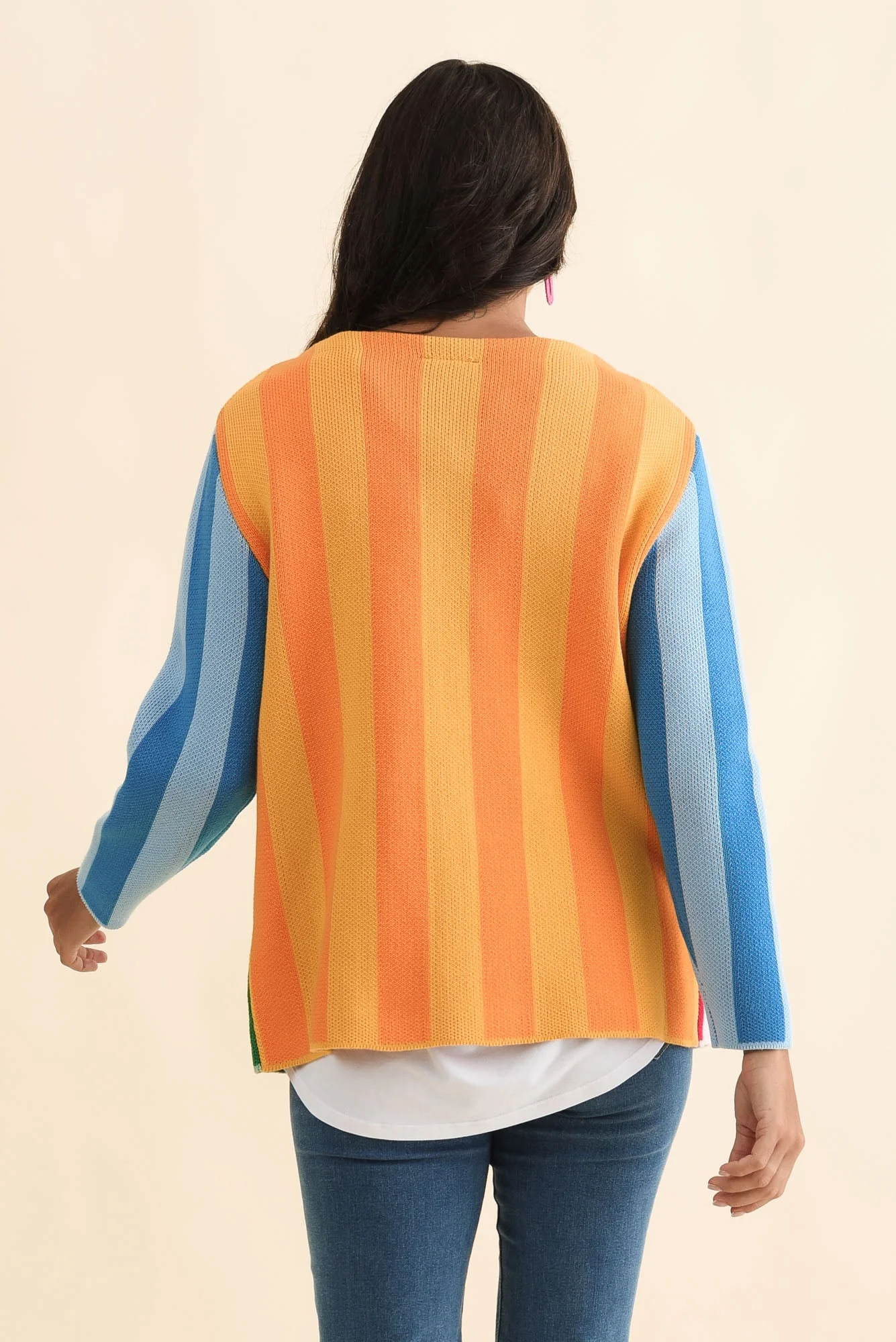 Belair Multi Stripe Cotton Cardigan - Image 4