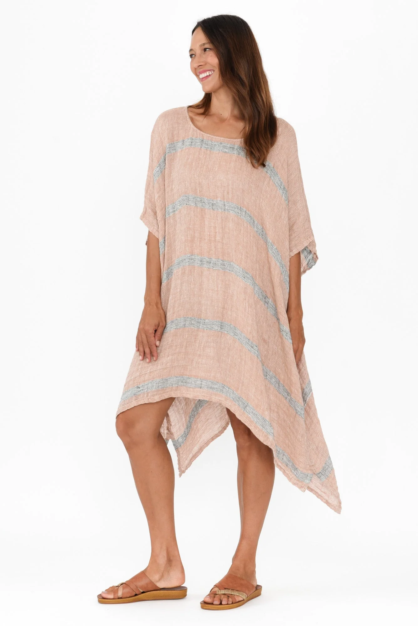 Belize Pink Stripe Linen Kaftan - Image 3
