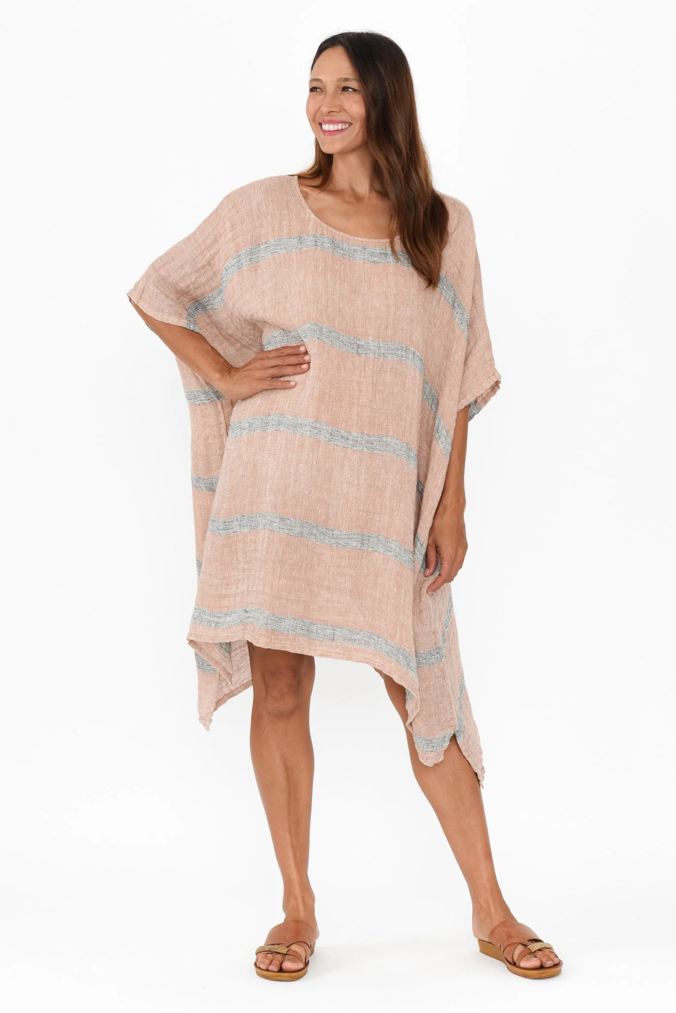 Belize Pink Stripe Linen Kaftan - Image 7
