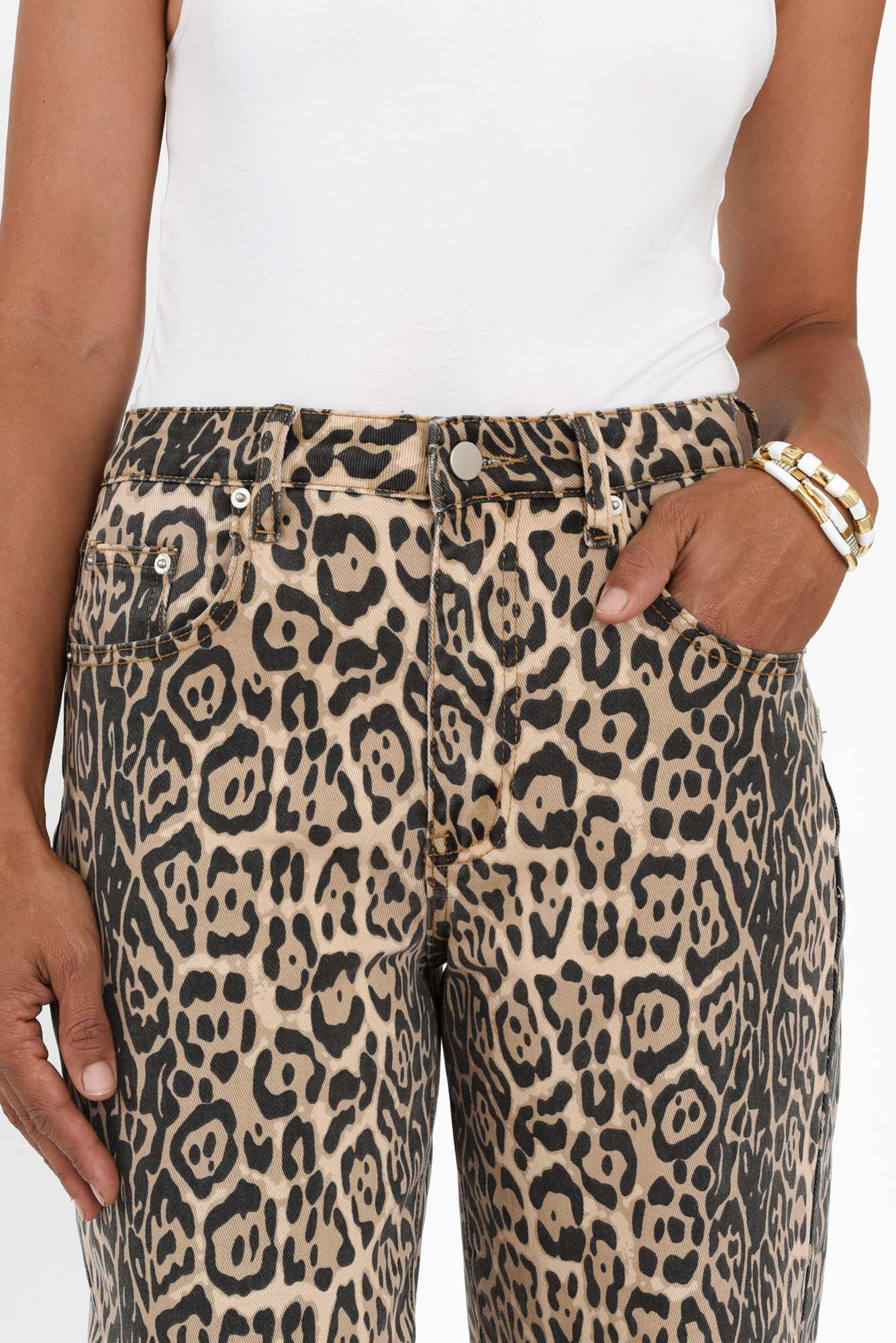 Bella Brown Leopard Crop Jeans - Image 3