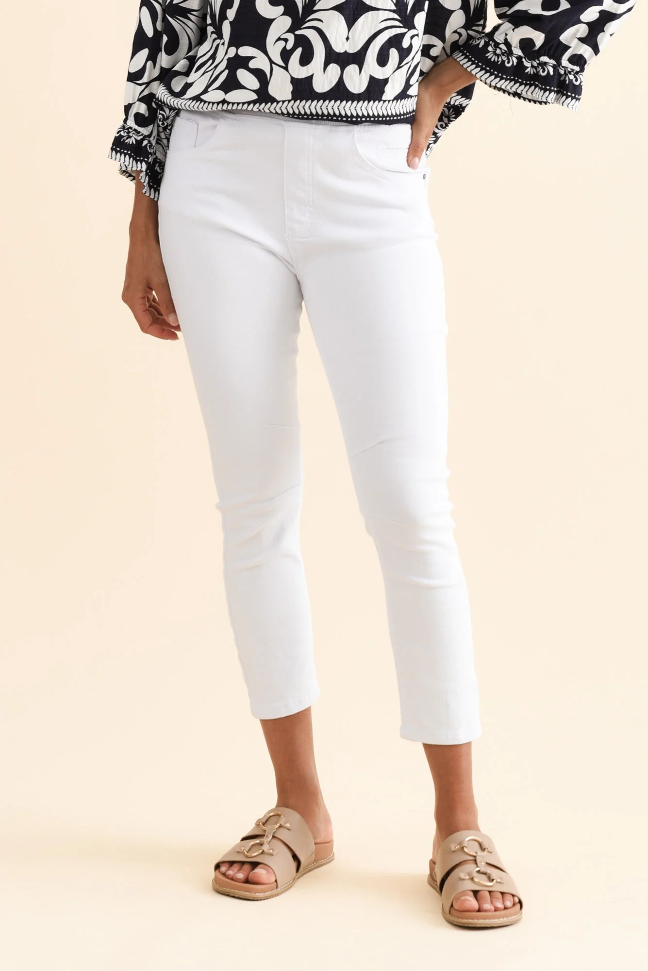 Bella White Cotton Stretch Jeans