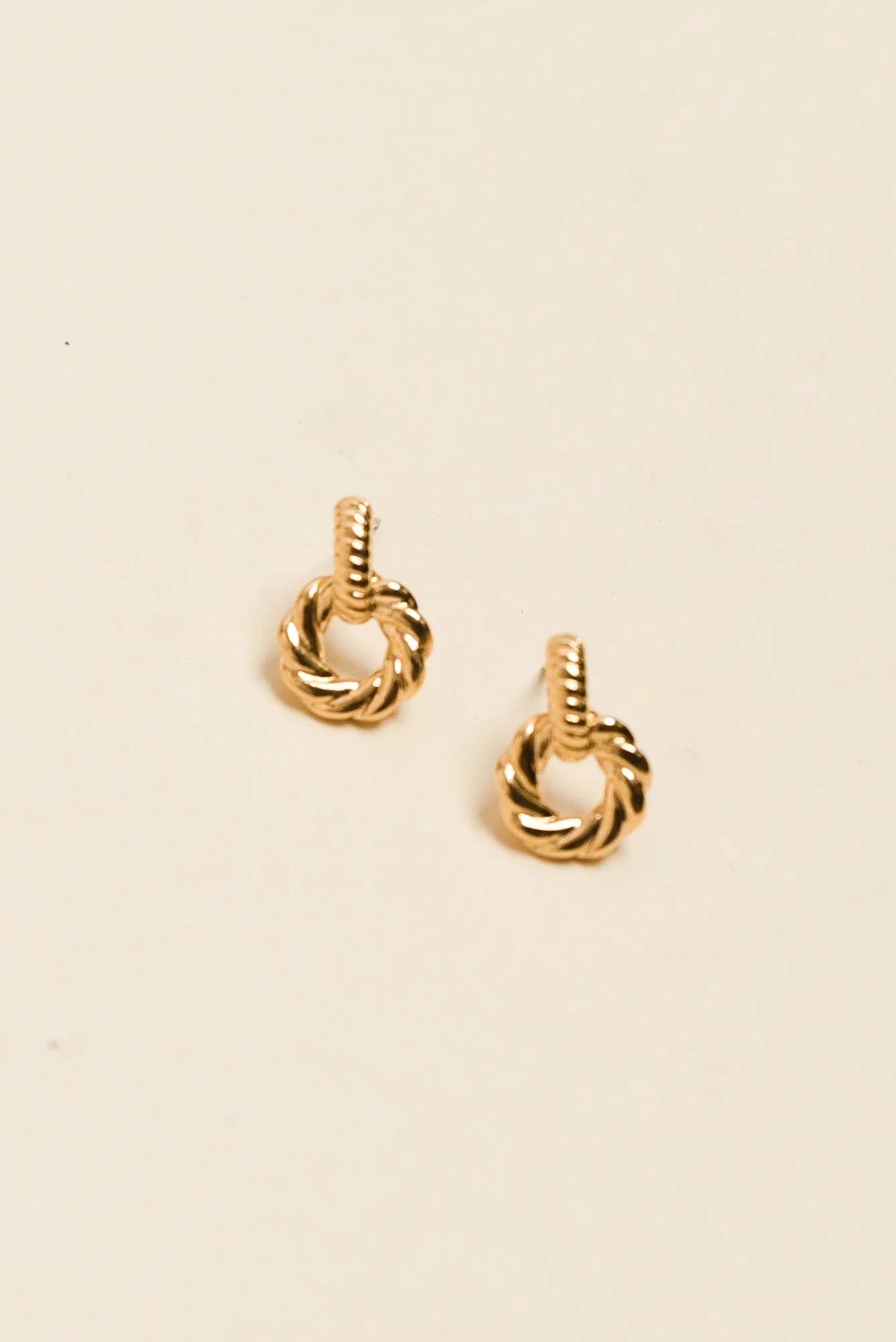 Bellae Gold Twisted Hoop Drop Earrings