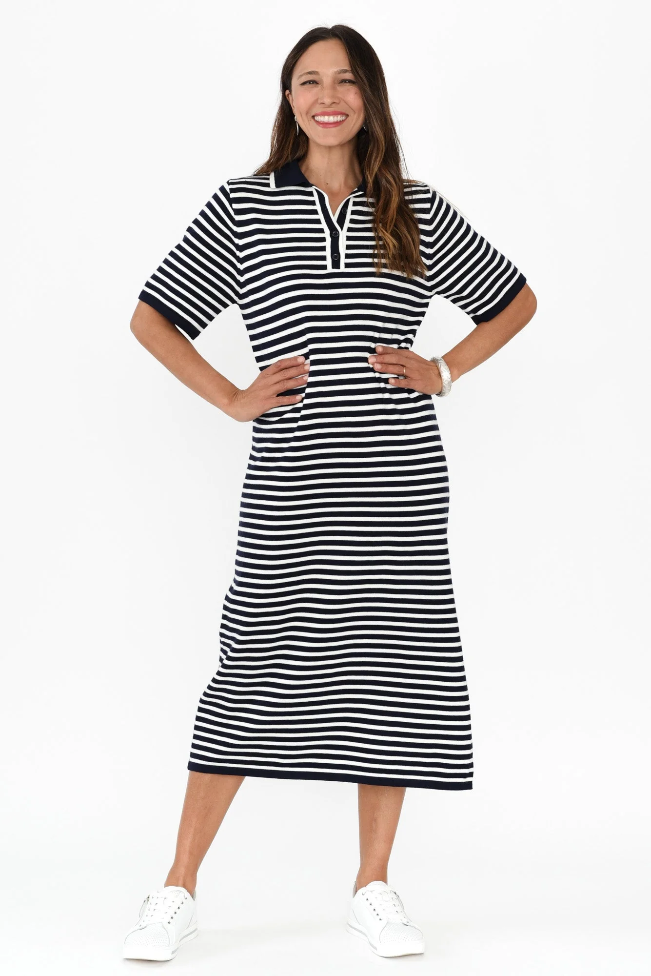 Benji Navy Stripe Cotton Tee Dress - Image 3