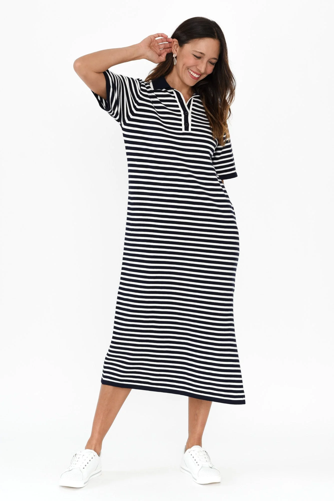 Benji Navy Stripe Cotton Tee Dress - Image 7