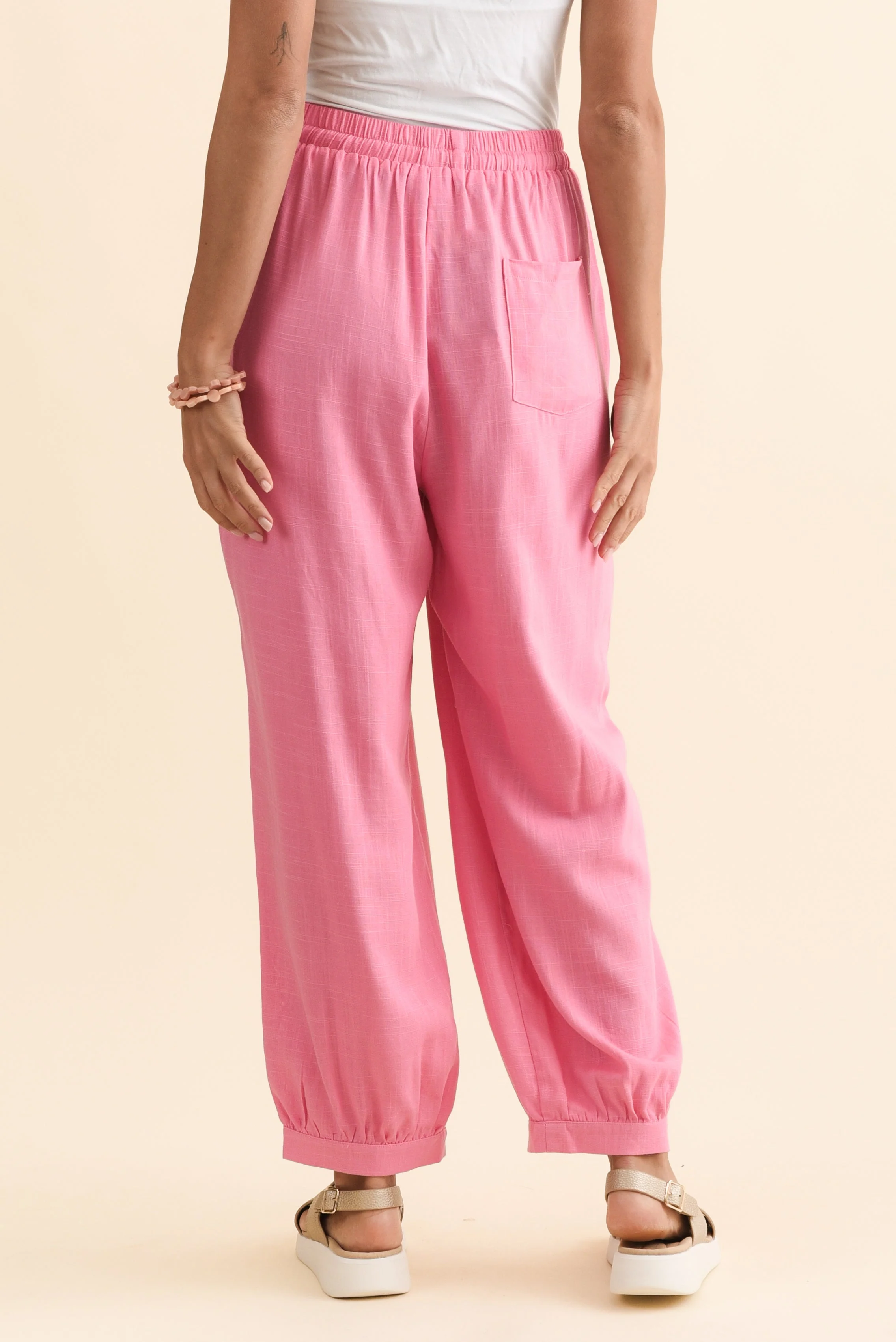 Beretta Pink Lace Linen Blend Pants - Image 5
