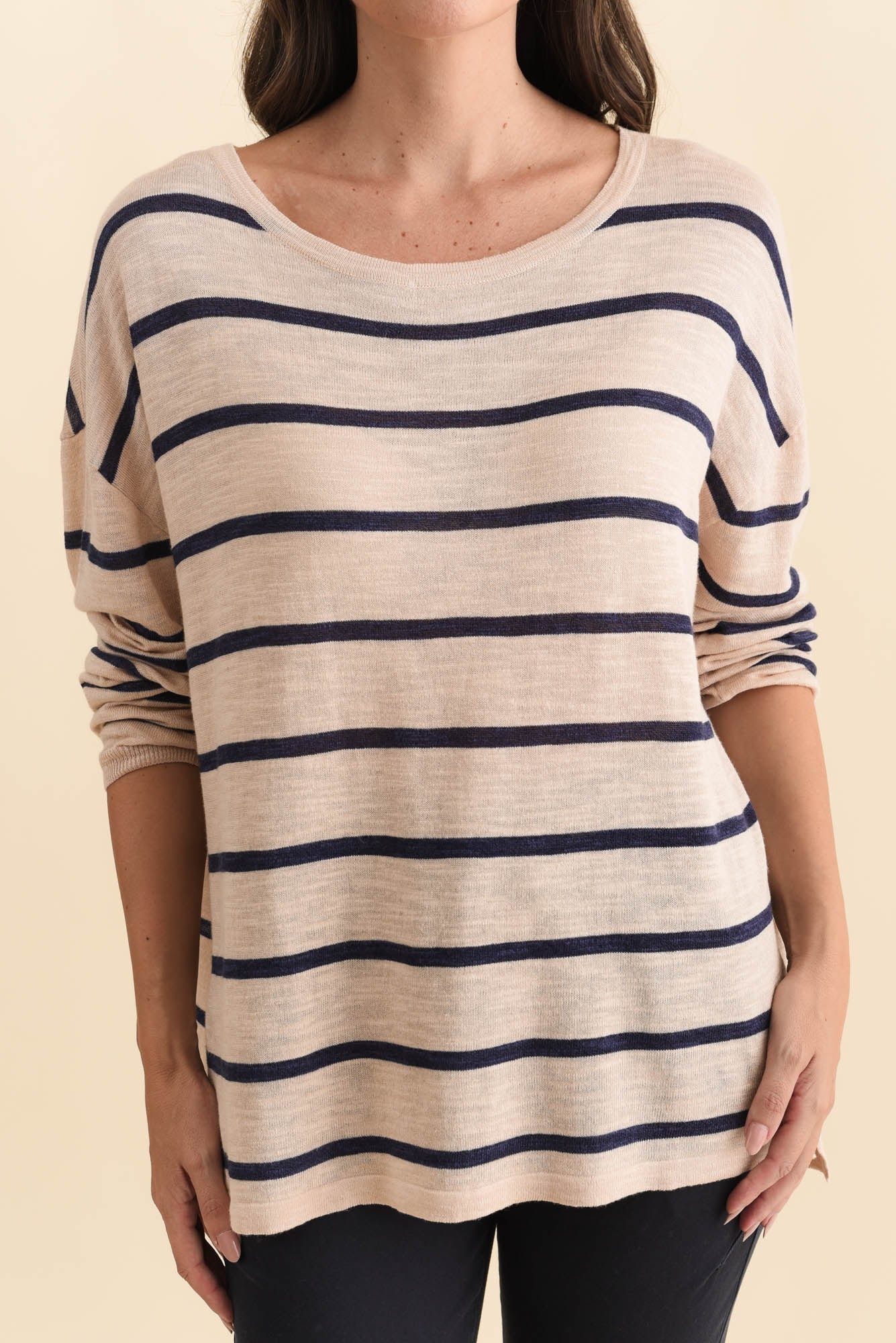 Berlin Navy Stripe Cotton Blend Knit Top - Image 5