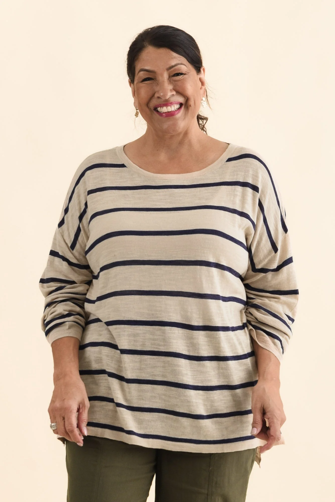 Berlin Navy Stripe Cotton Blend Knit Top - Image 7