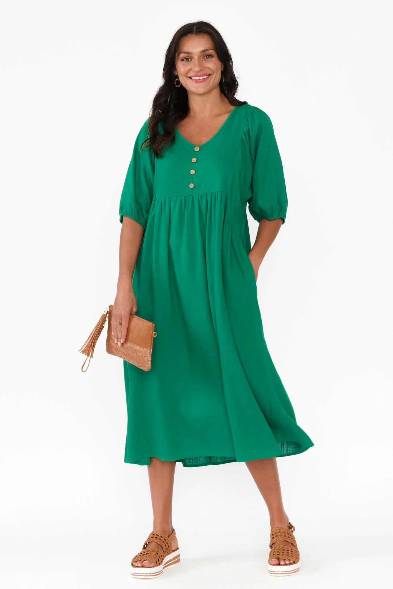 Bethany Green Pocket Midi Dress