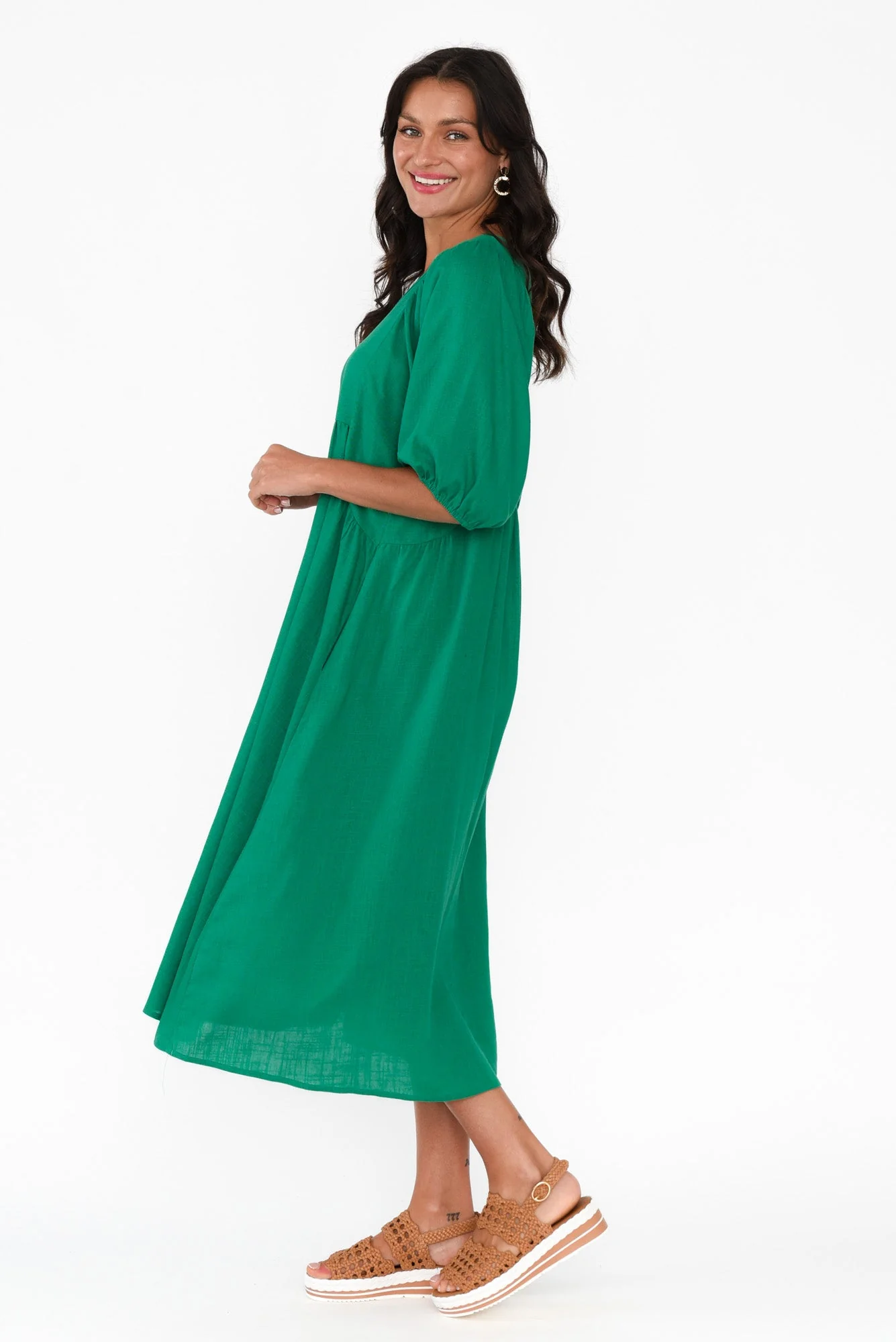 Bethany Green Pocket Midi Dress - Image 3