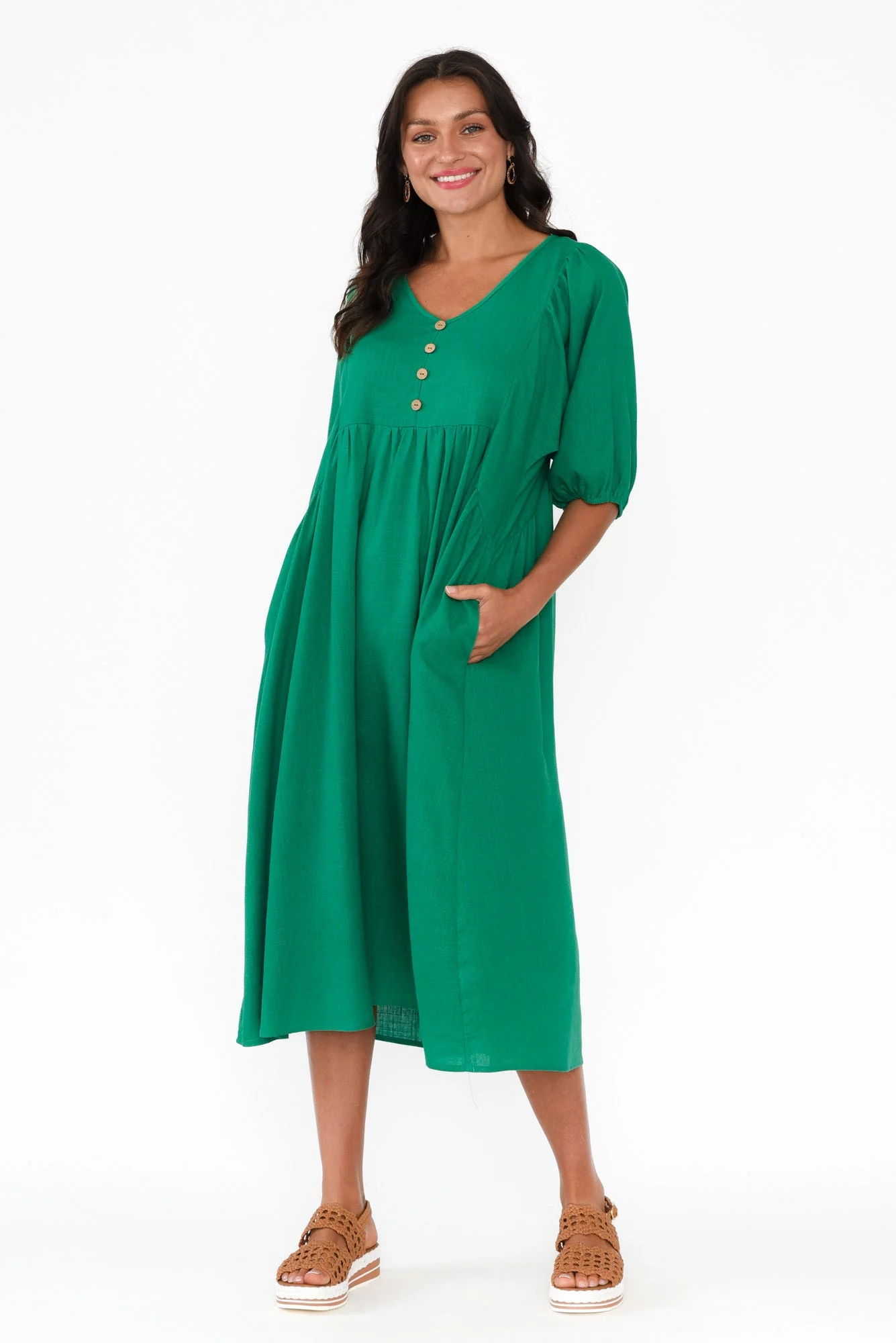 Bethany Green Pocket Midi Dress - Image 6