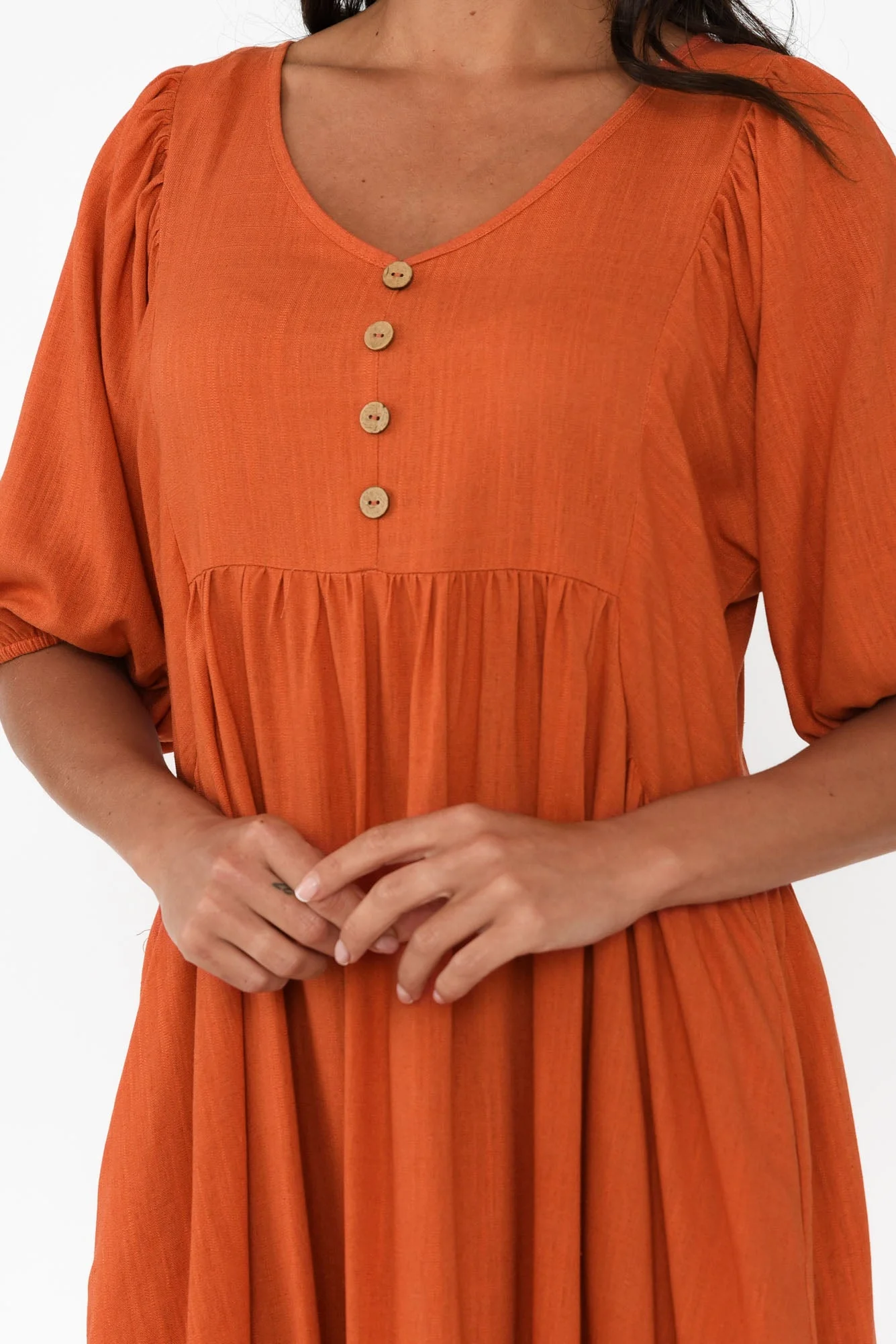 Bethany Orange Pocket Midi Dress - Image 5